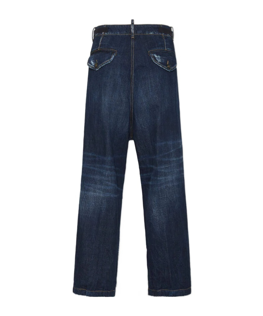 Dsquared2 Be Cool Be Nice Utility Wide Denim Pant In Blue