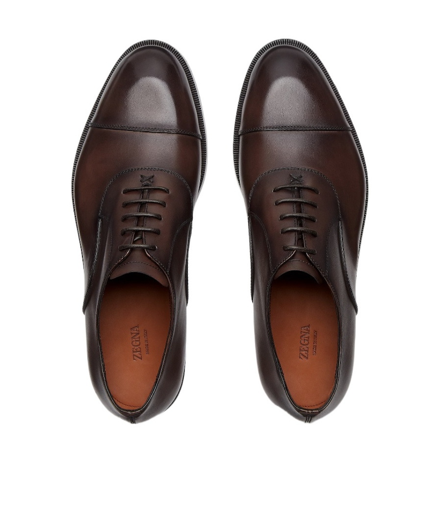 Zegna Torino Leather Oxford Shoes In Black