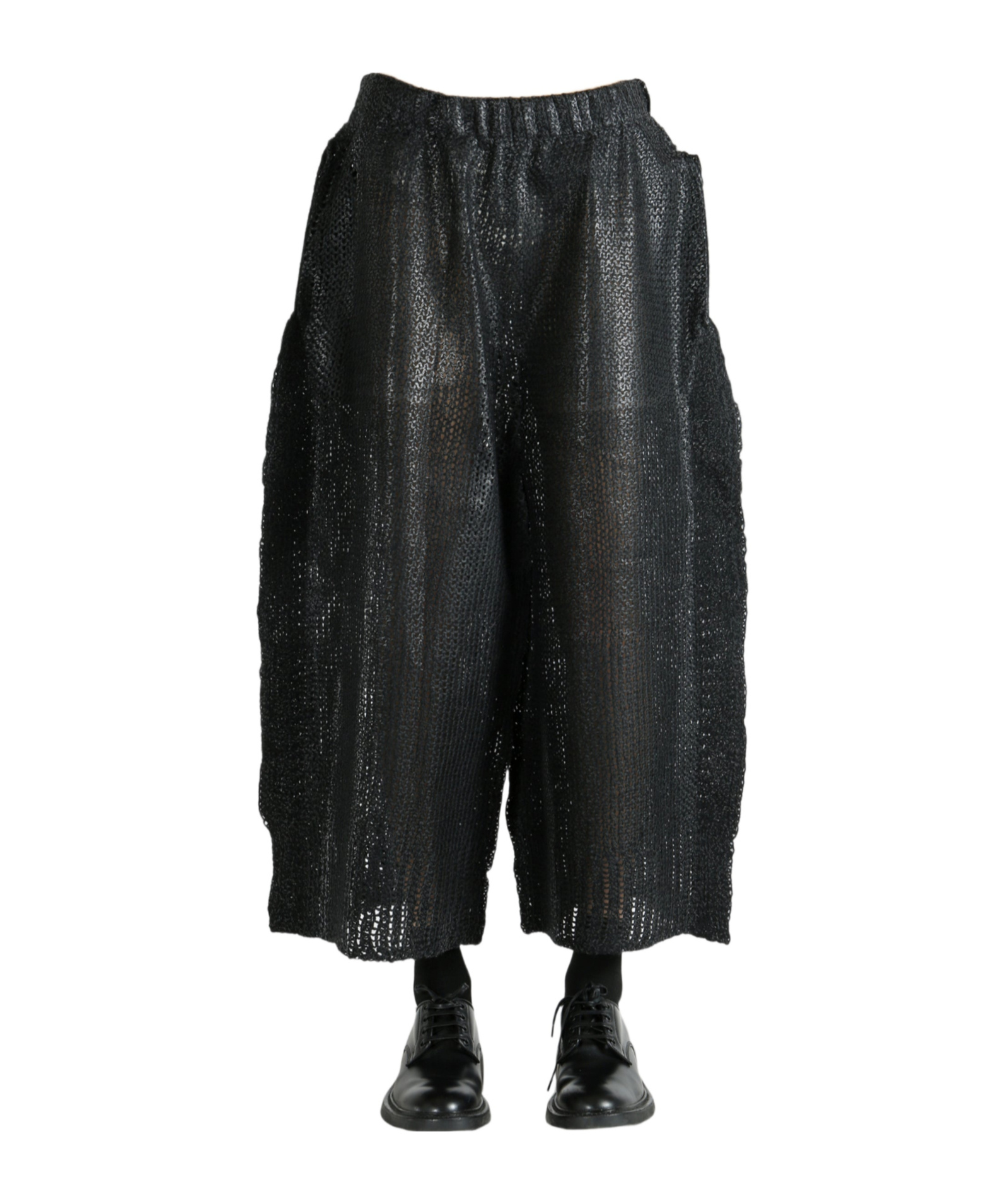 Issey Miyake Wide-leg Cropped Knitted Pants In Black