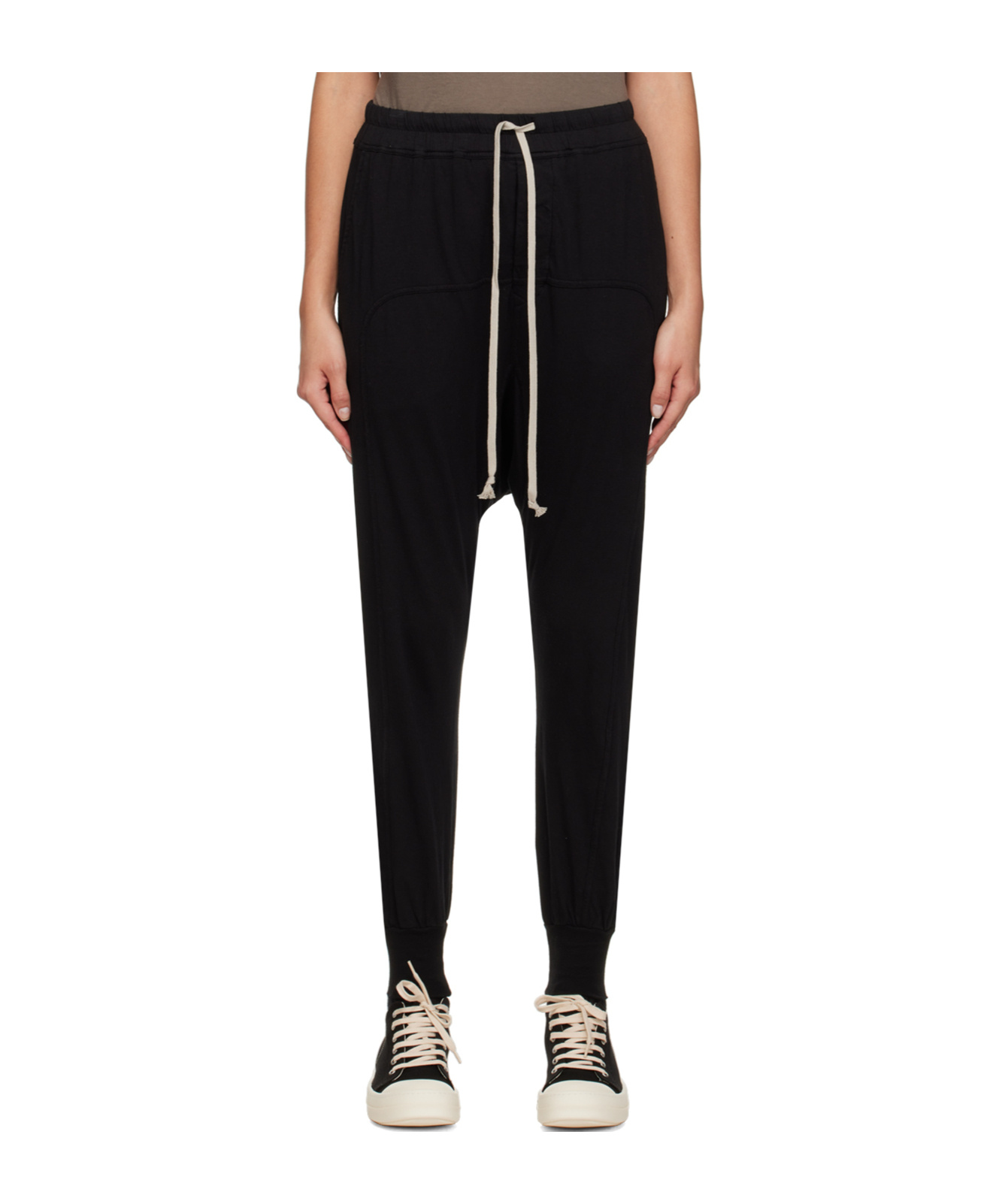 Rick Owens Drkshdw Cotton Drop-crotch Trousers In Black