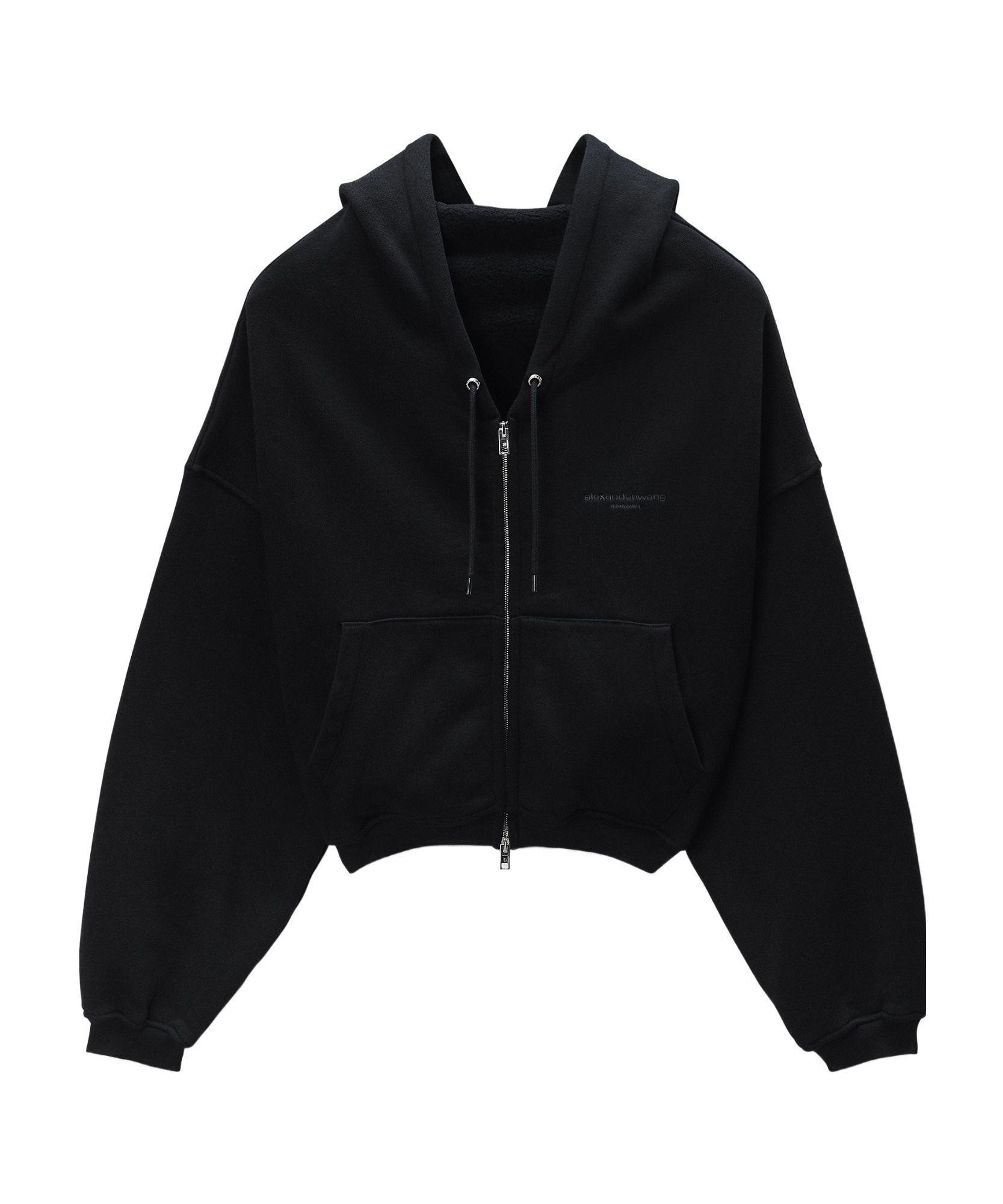 Alexander Wang Zip-up Drawstring Hoodie In Black