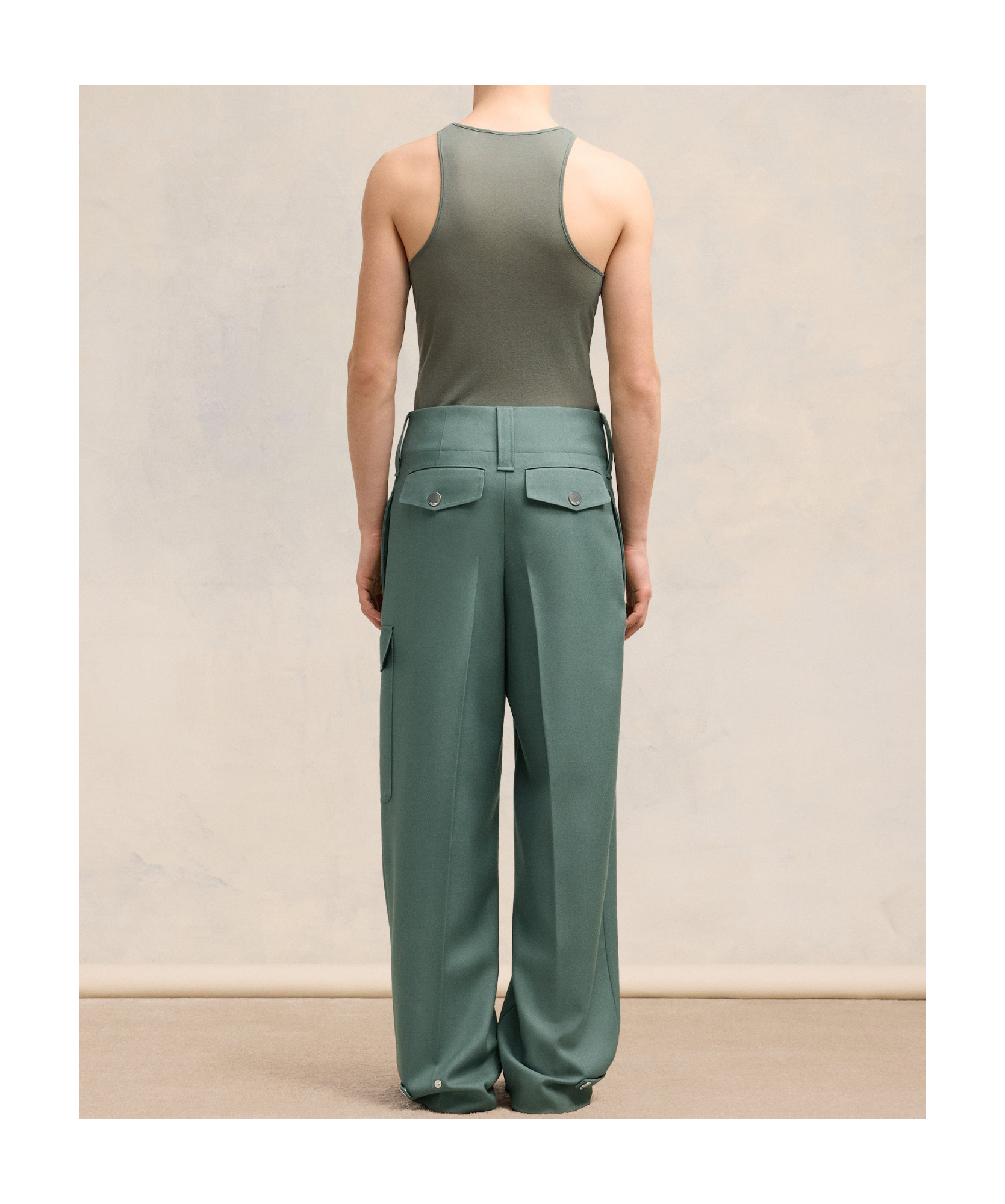 Shop Ami Alexandre Mattiussi Ami Straight Fit Trousers In Green