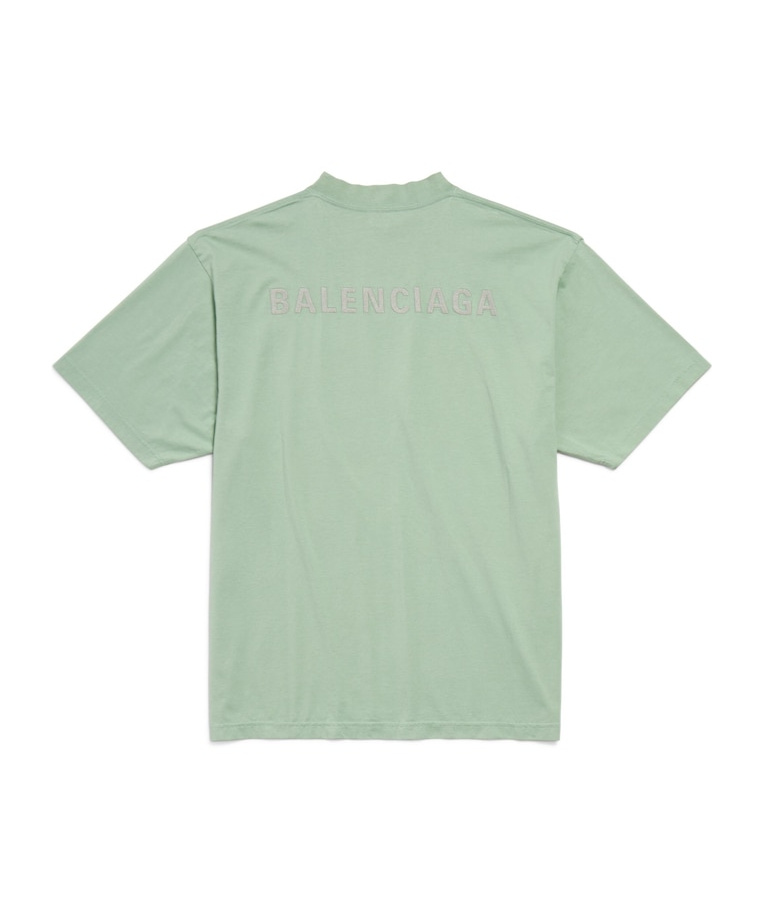 Balenciaga Back Reflective T-shirt Medium Fit In Sage Green In Gray-green