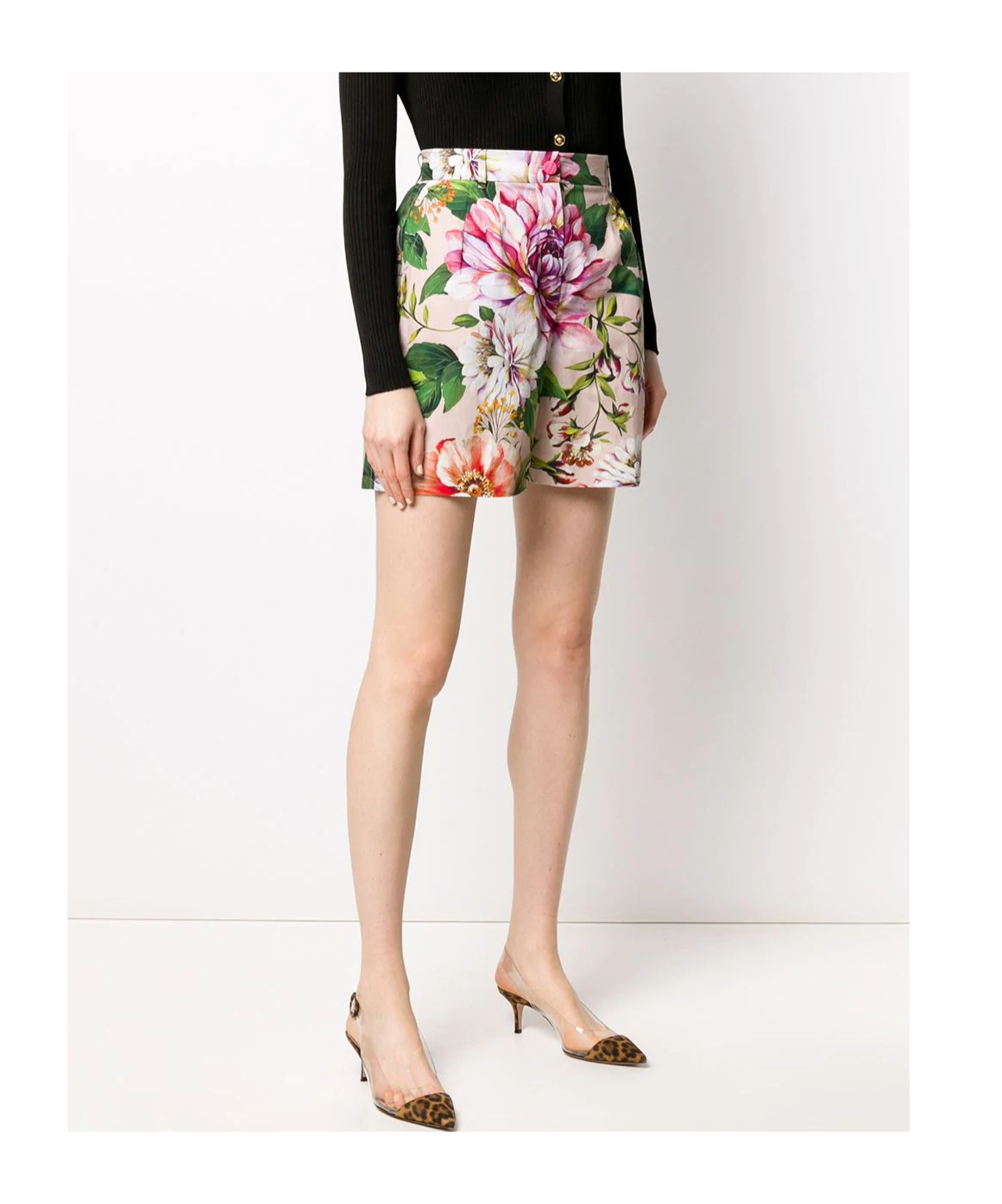 Dolce & Gabbana Floral Print Shorts In Nude
