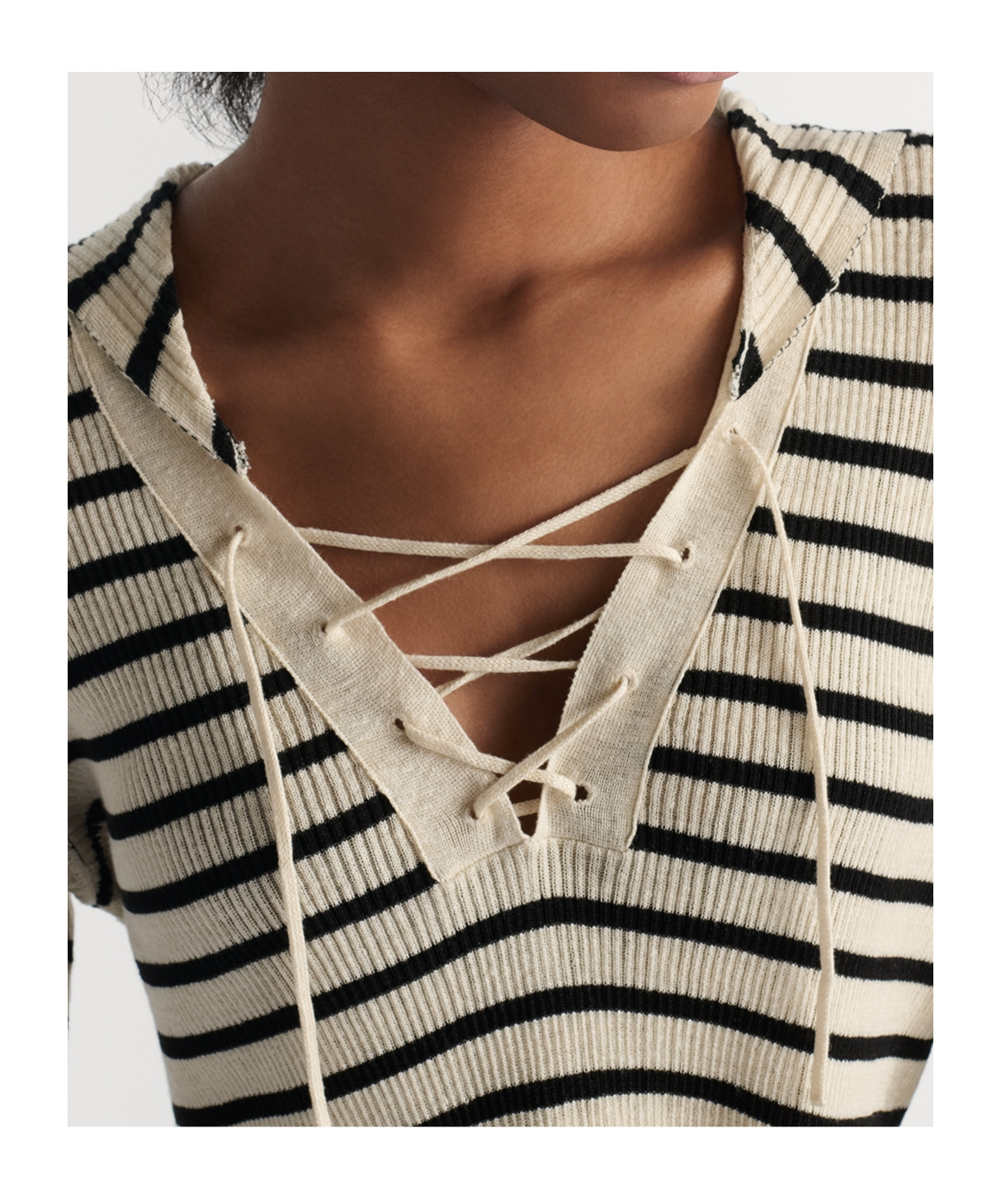 Dior Sweater With Lace-up Neckline In White