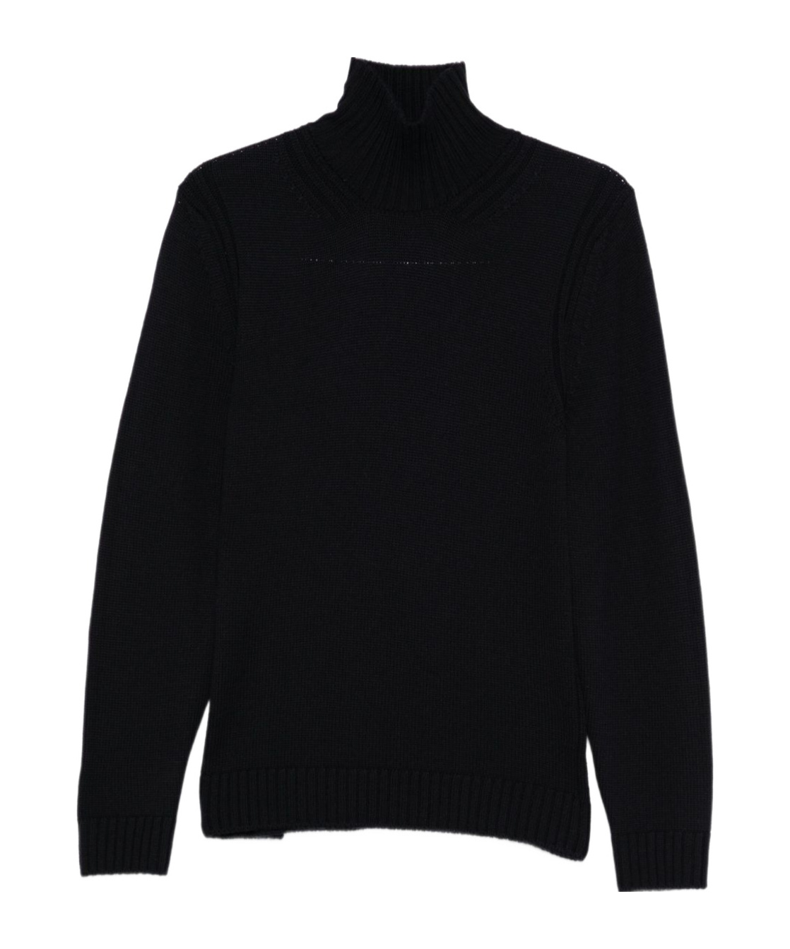 Dondup High Ribbed Turtleneck Black Wool Sweater In Black