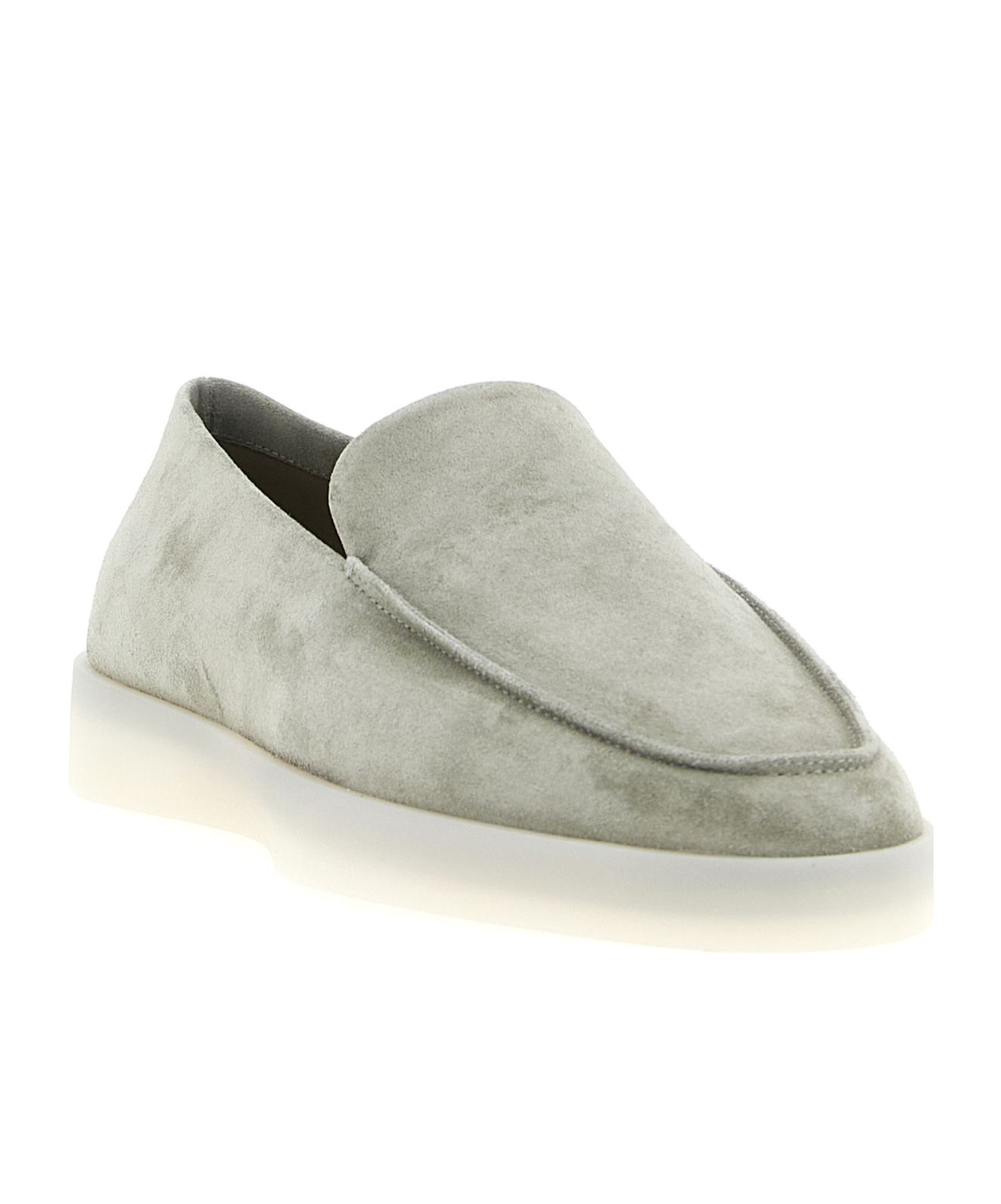 Fear Of God Suede Round Toe Loafers With Rubber Sole In Metallic
