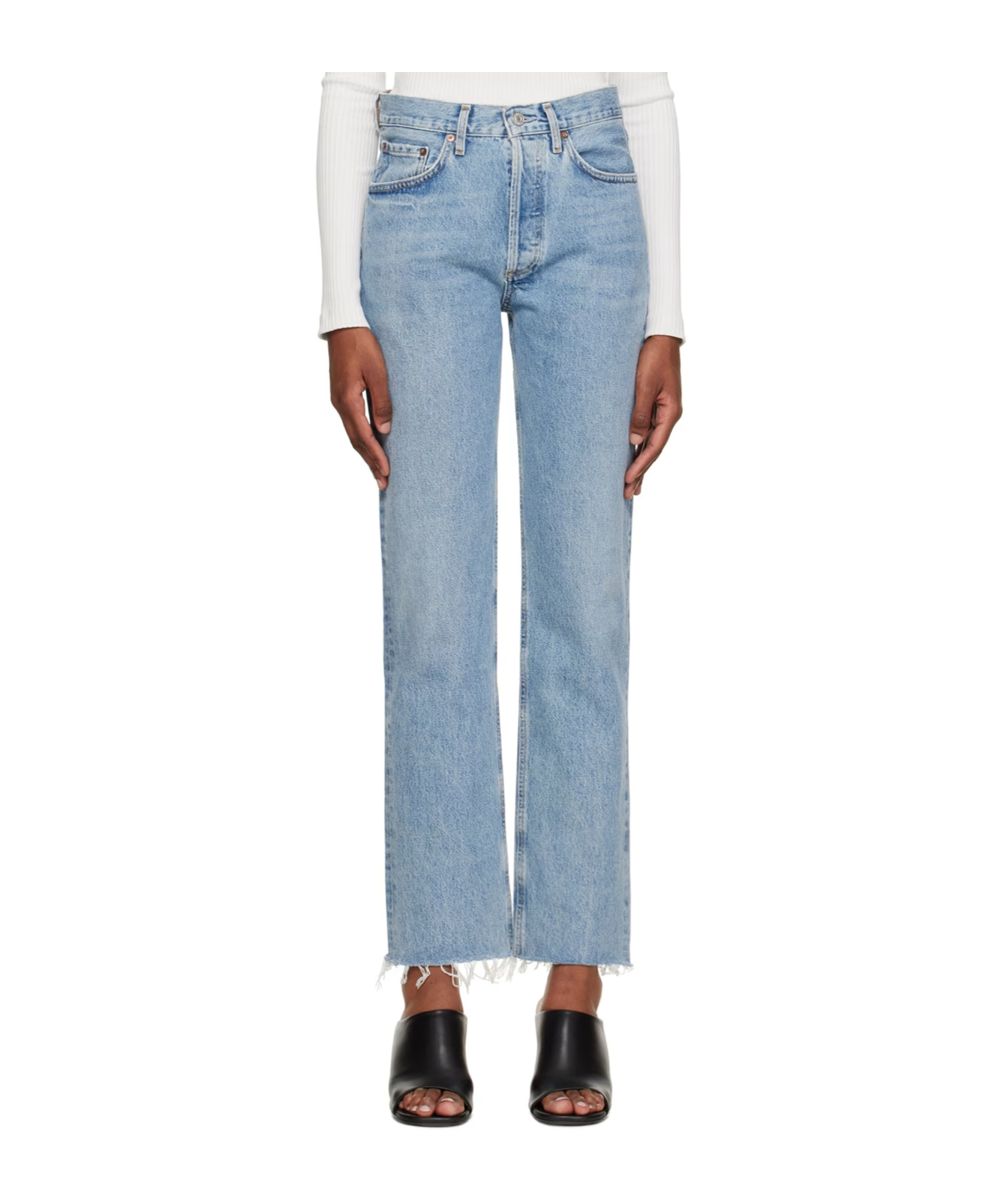Agolde Five Pocket Denim Trousers In Blue