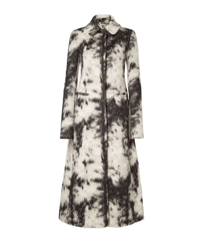 Fendi Frosted Fauna Black And White Wool Coat In Multi
