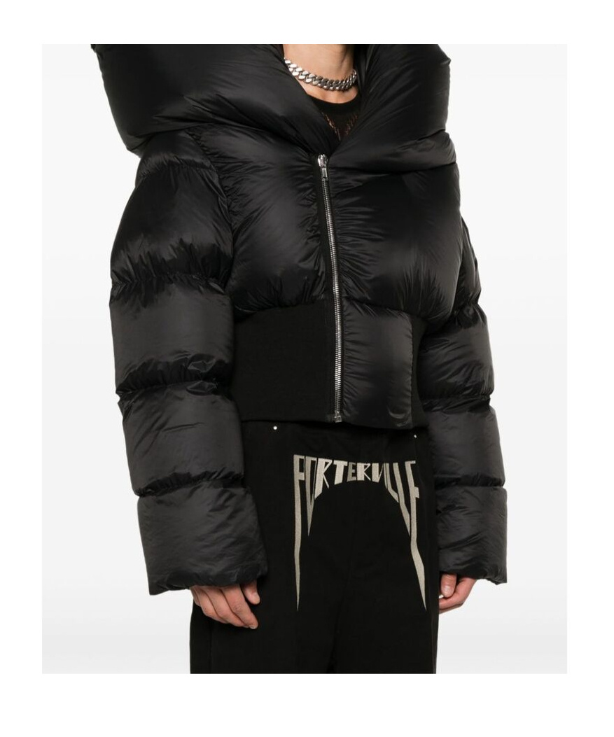 Rick Owens Long-sleeved Down Jacket In Black