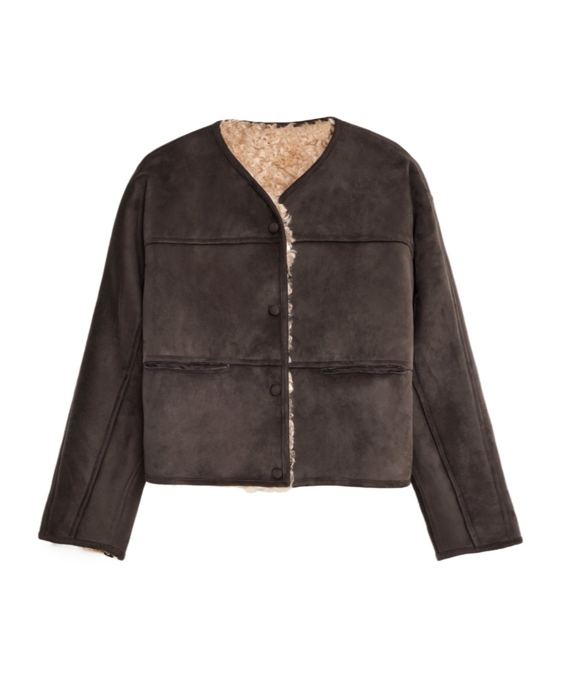 STAND STUDIO CHARMAINE REVERSIBLE FAUX-SHEARLING JACKET