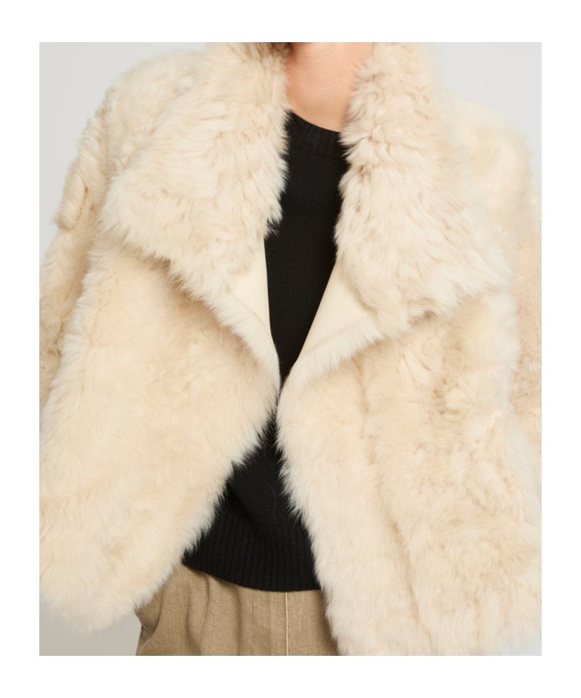 Yves Salomon Short Jacket In Toscana Lambskin In White