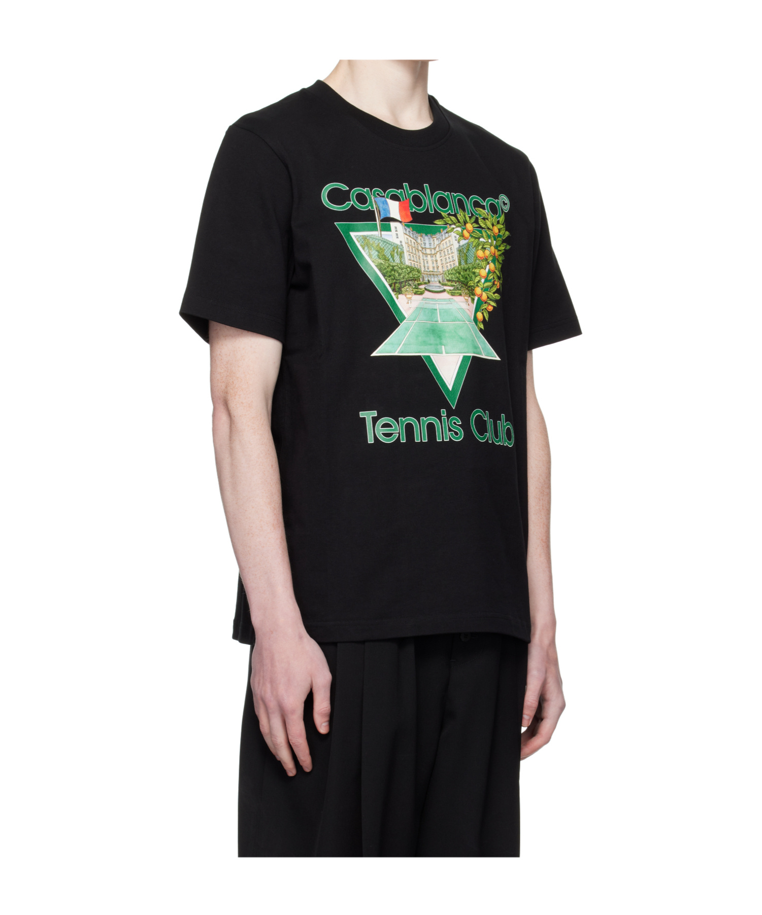 Casablanca Logo Crew Neck T-shirt In Black