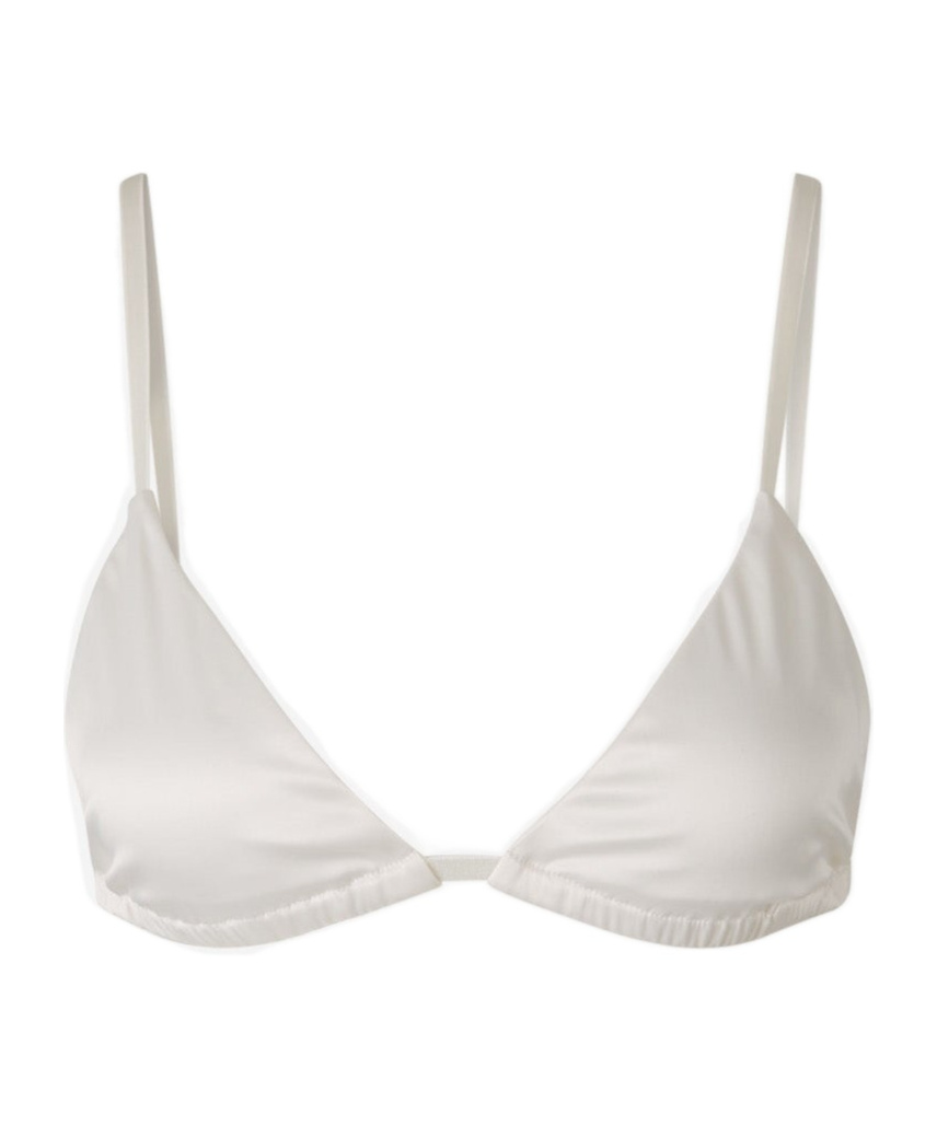 Totême Satin Bikini Top In White