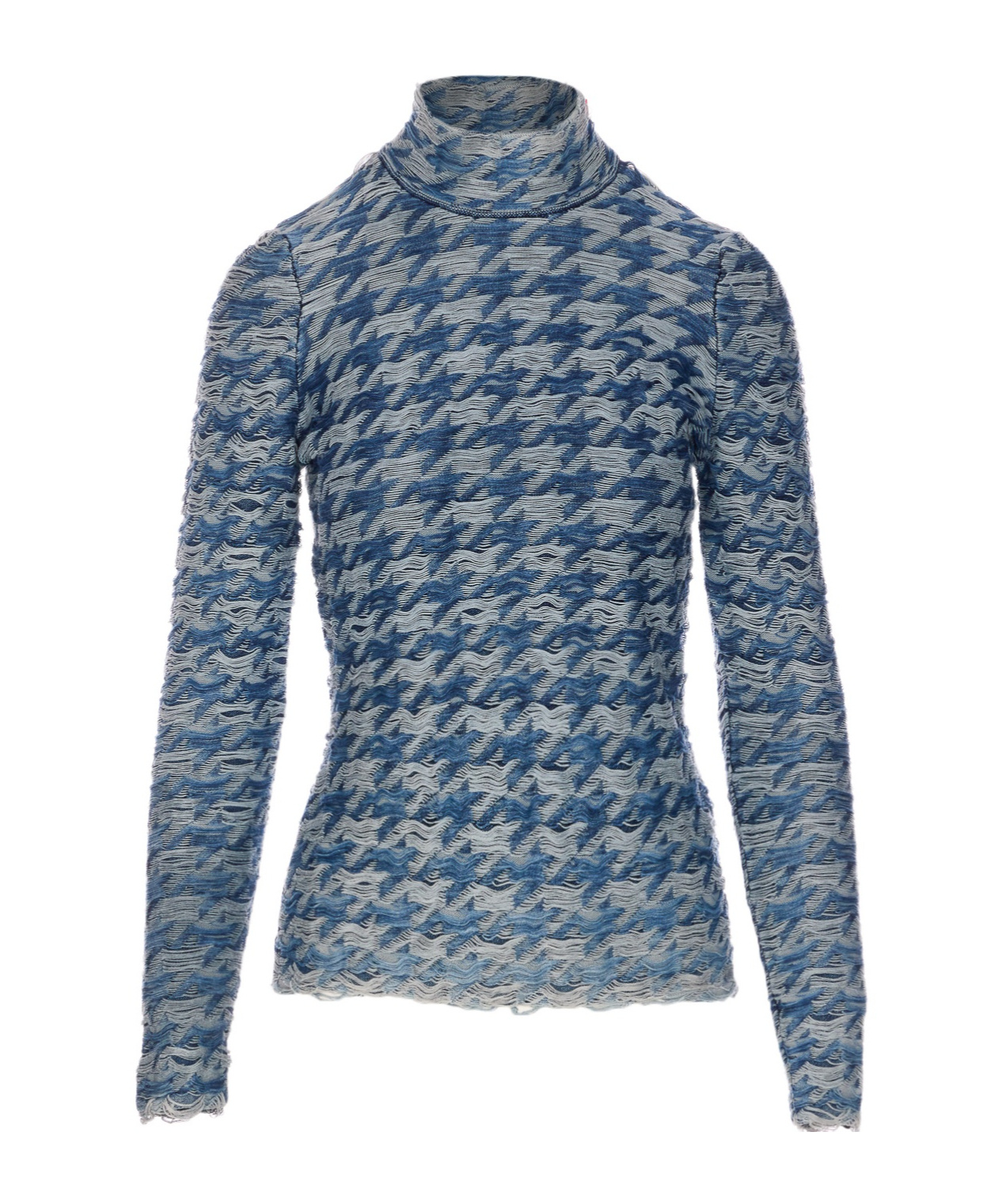 Diesel Knitwear Long Sleeve High Neck Denim Style In Blue