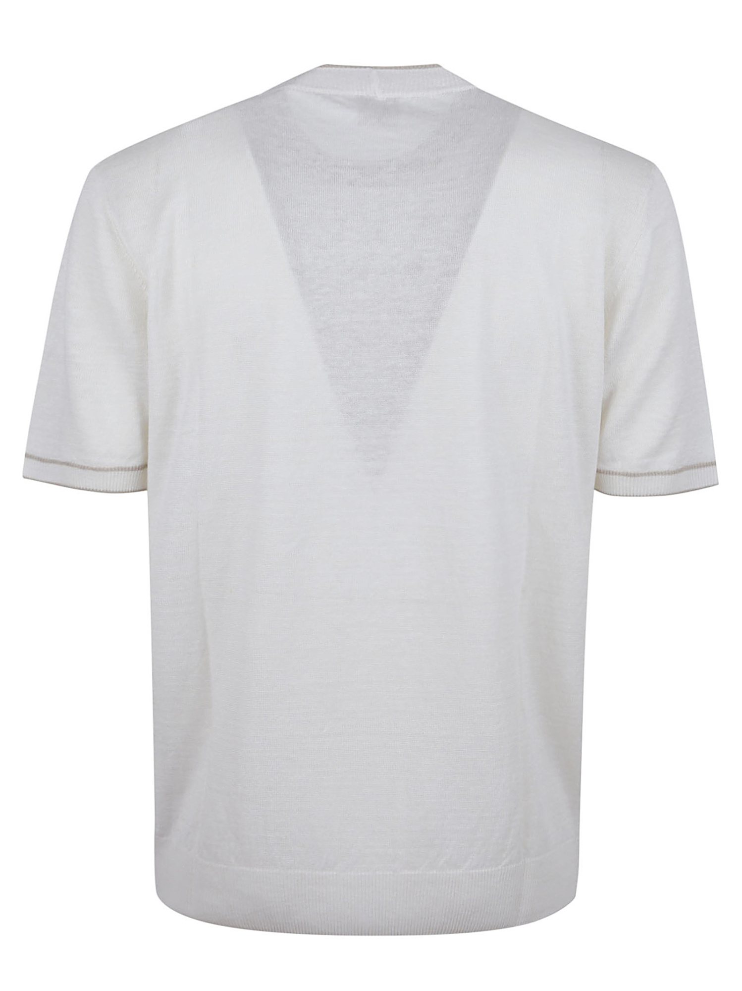 Eleventy White Linen Short-sleeved Sweater With Design In White
