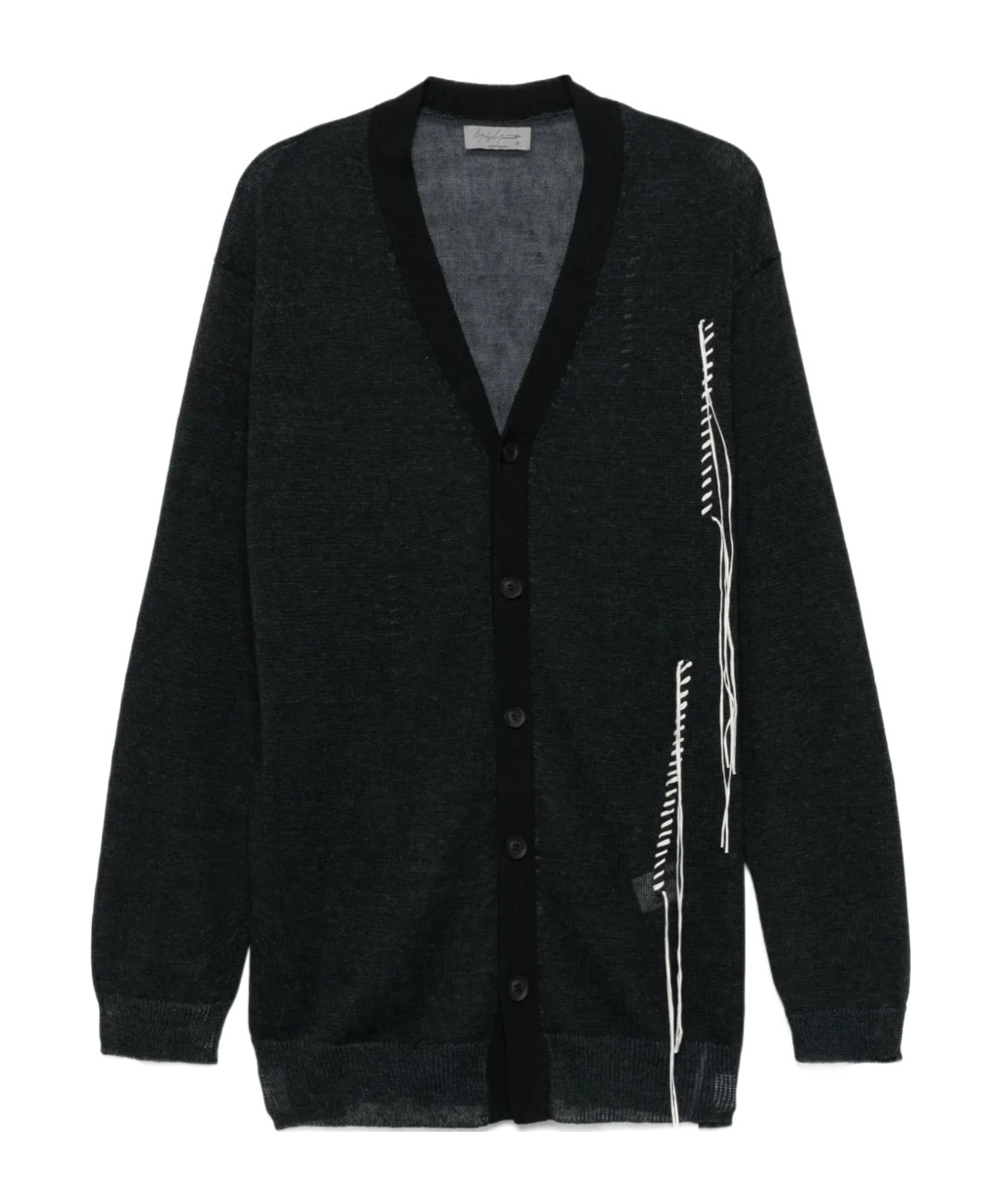 Shop Yohji Yamamoto Contrast-stitching Cardigan