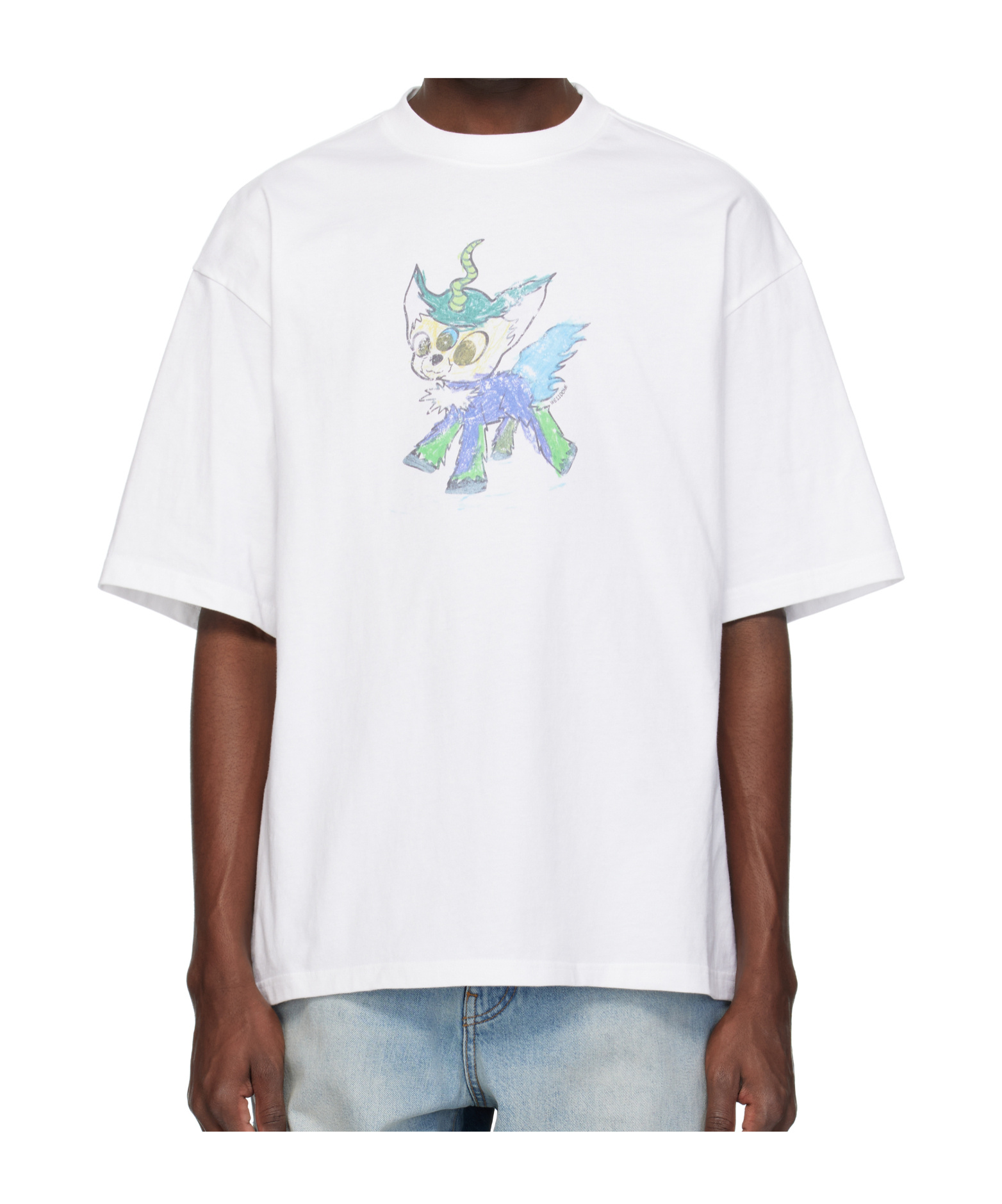 We11 Done Jeff Monster Drawing T-shirt In White