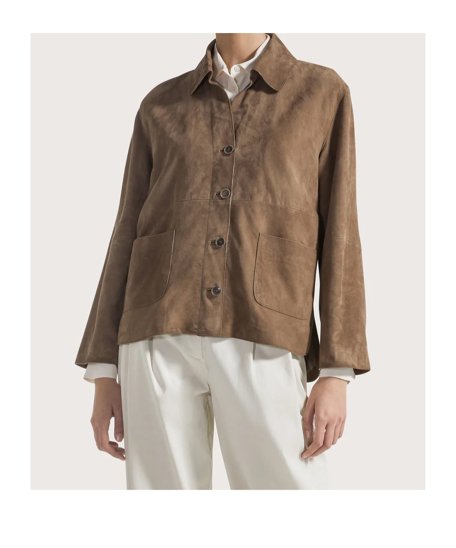 Seventy Suede Cropped Jacket In Green