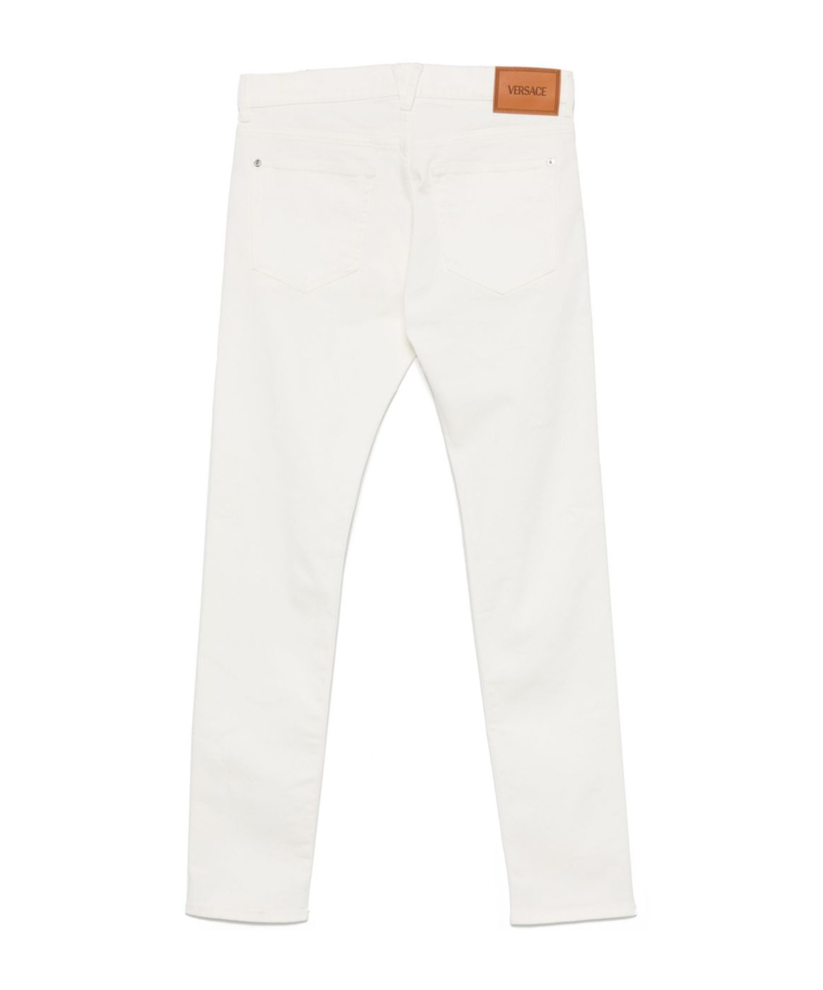 Versace Medusa Head-motif Mid-rise Straight-leg Jeans In White