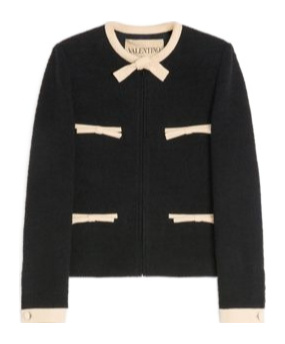 Valentino Wool Tweed Jacket In Black