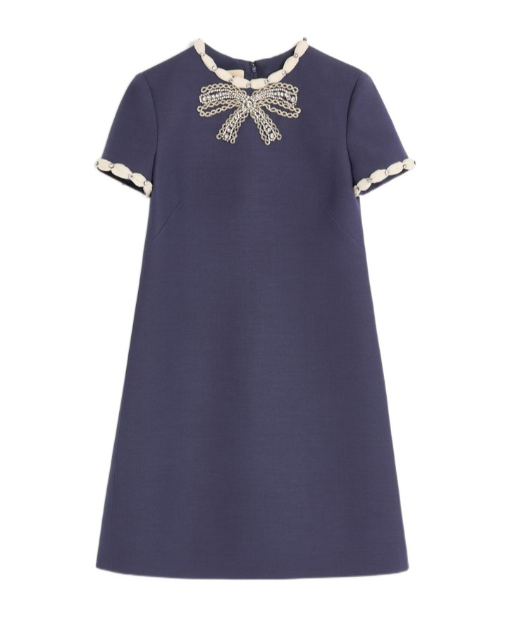 Valentino Knee Length Dress Short Sleeves In Blue
