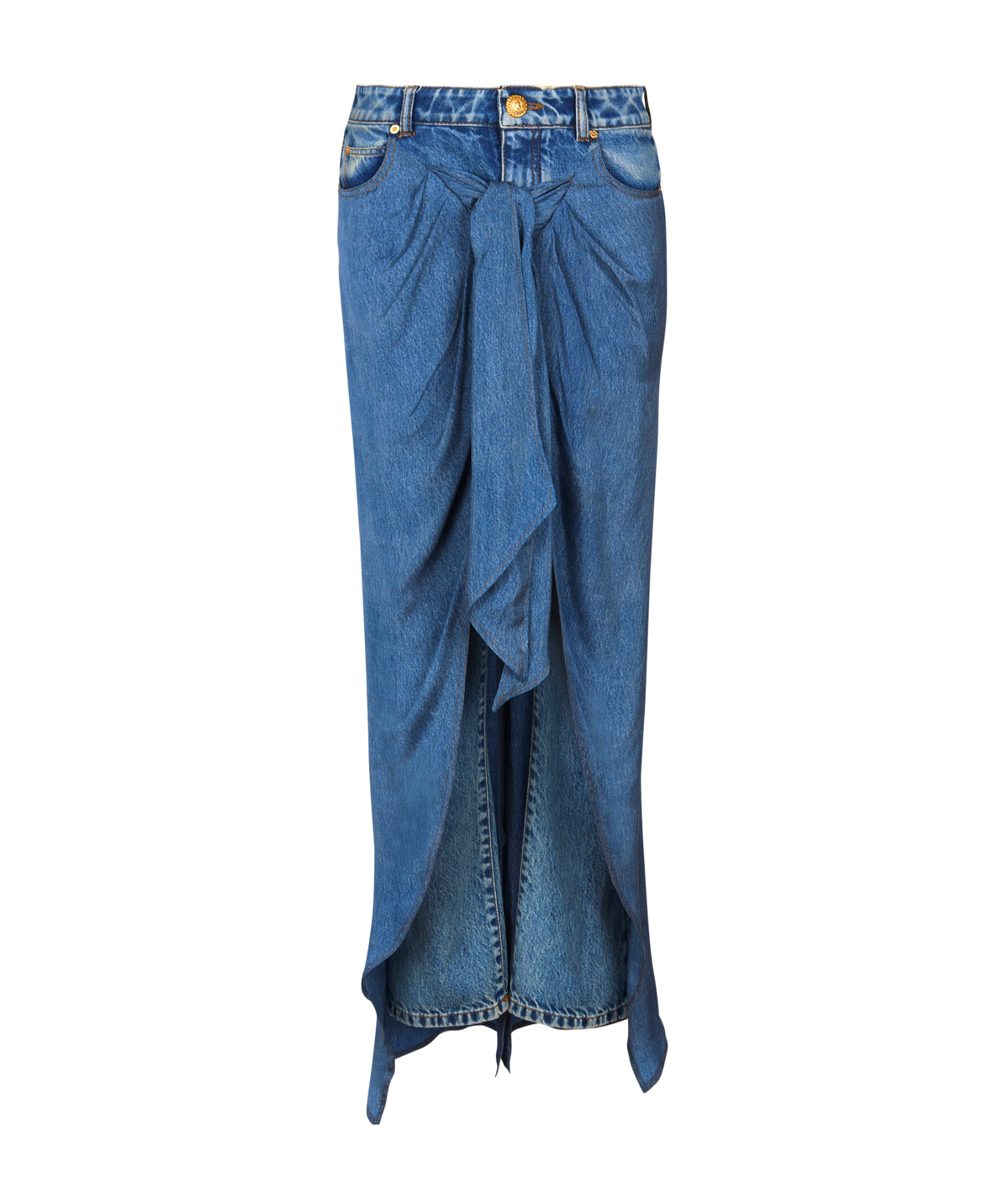 Balmain Jeans With A Pendant Skirt In Blue