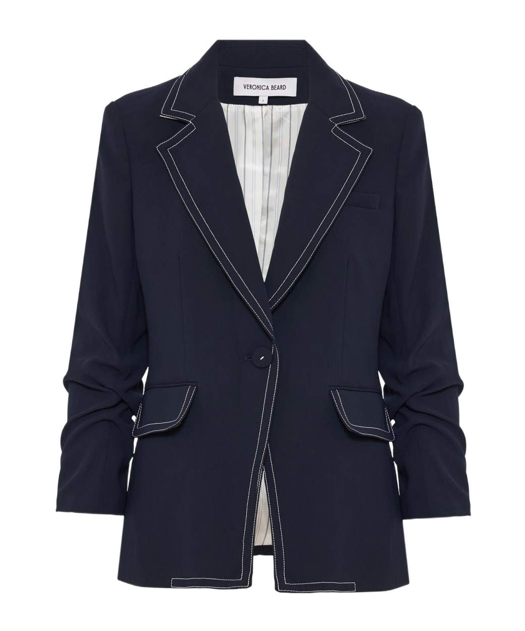 Veronica Beard Battista Dickey Crepe Blazer In Blue