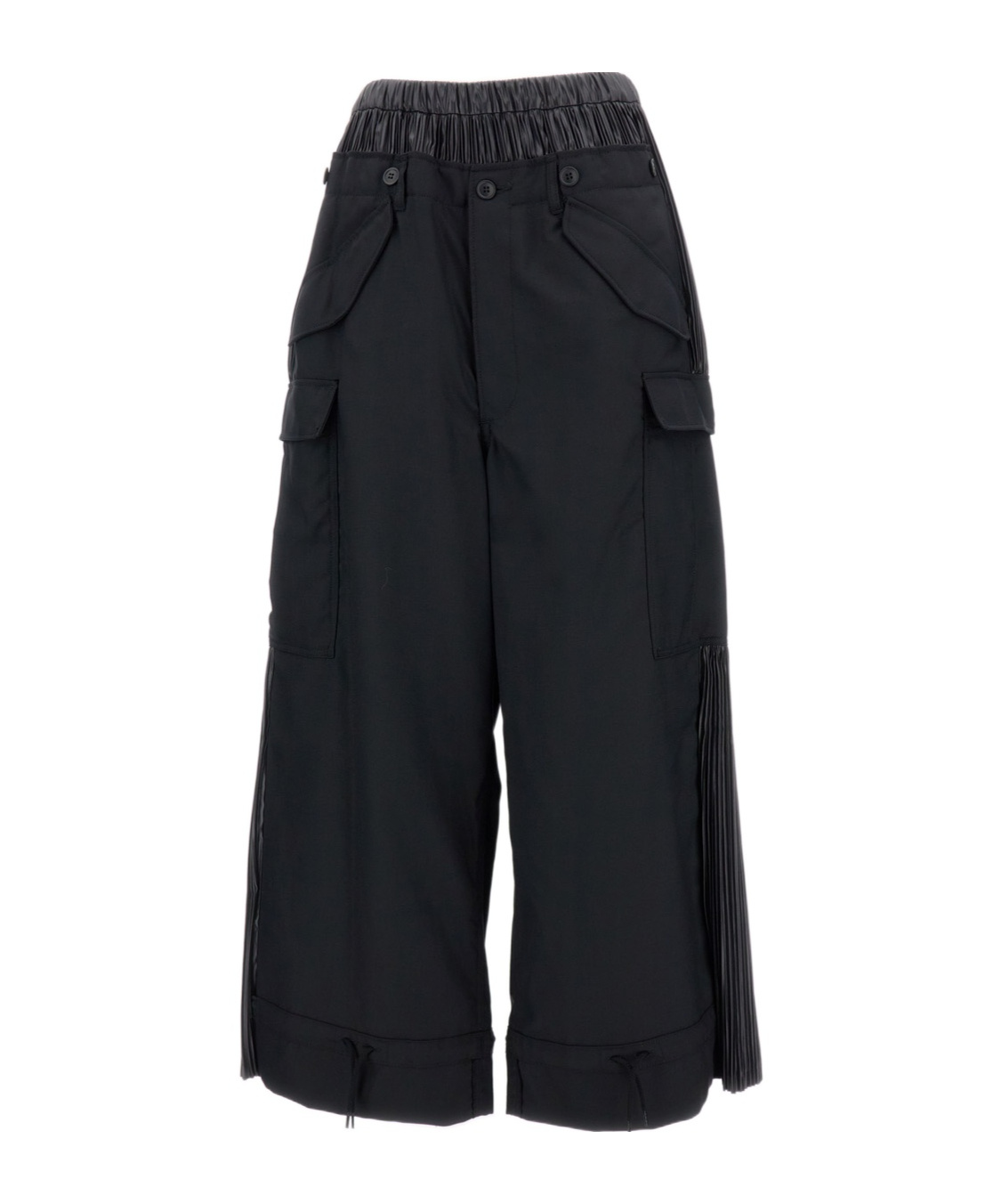 Junya Watanabe Pleated-panel Cargo-pocket Trousers In Black