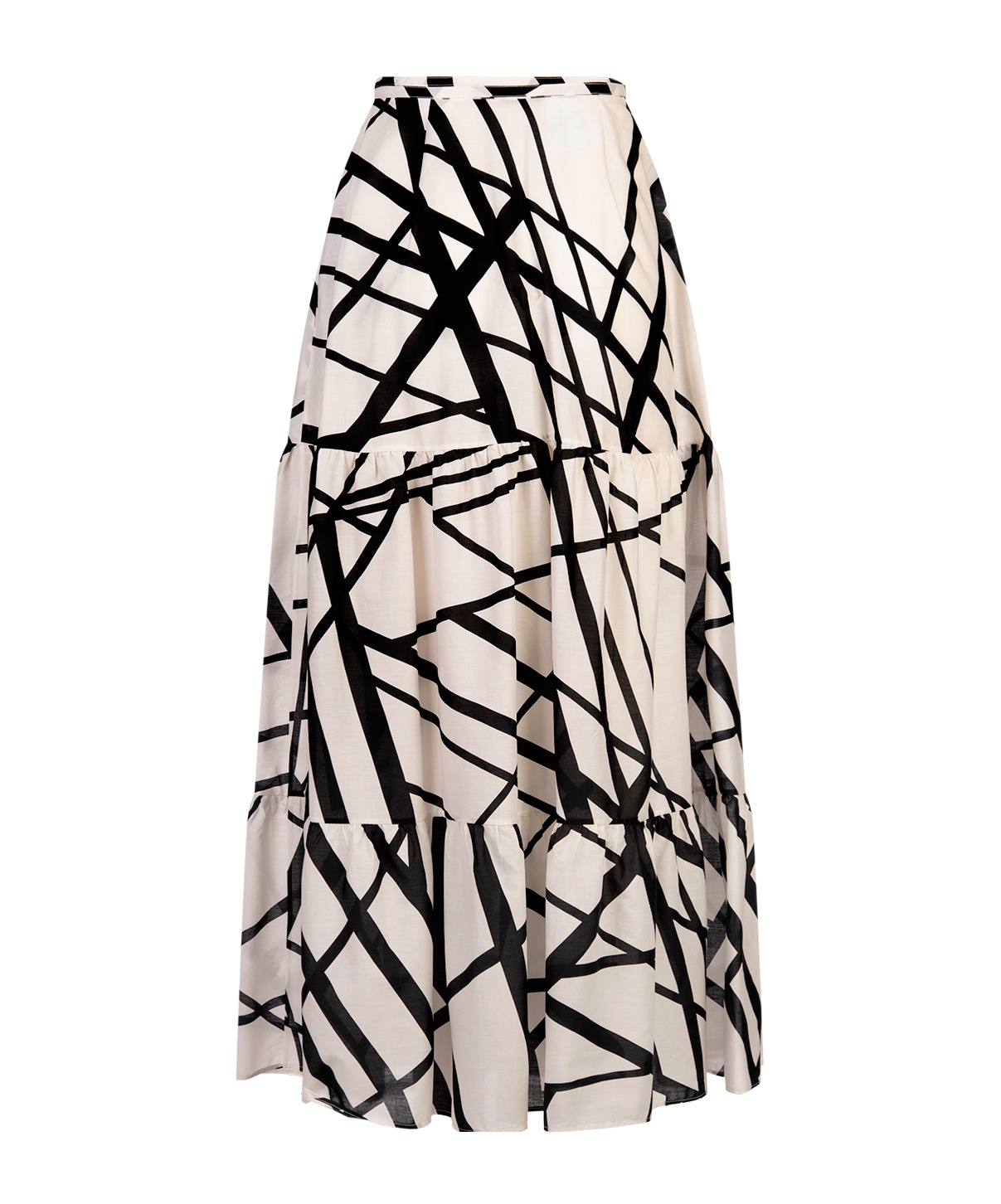 Kiton Printed Silk Midi Skirt In White