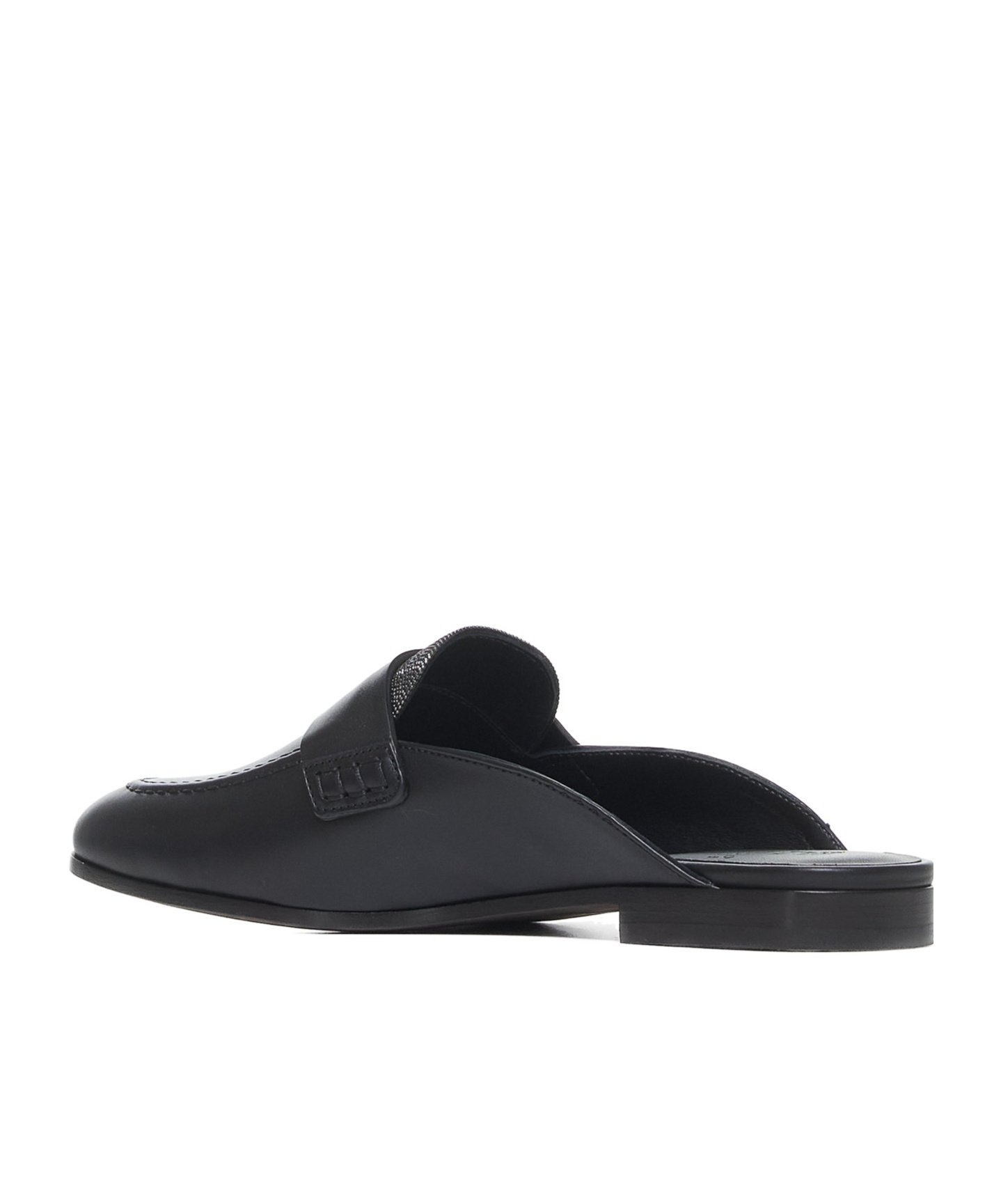 Brunello Cucinelli Round Head Slippers In Black