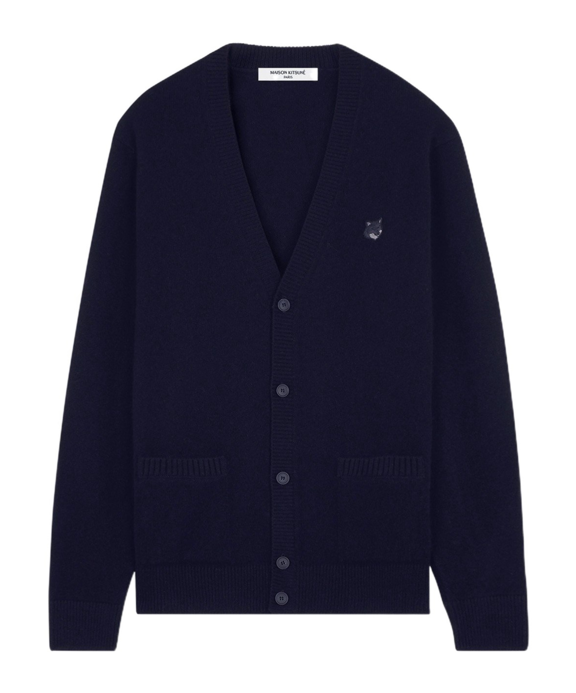 Shop Maison Kitsuné Bold Fox Head-patch Cardigan In Black
