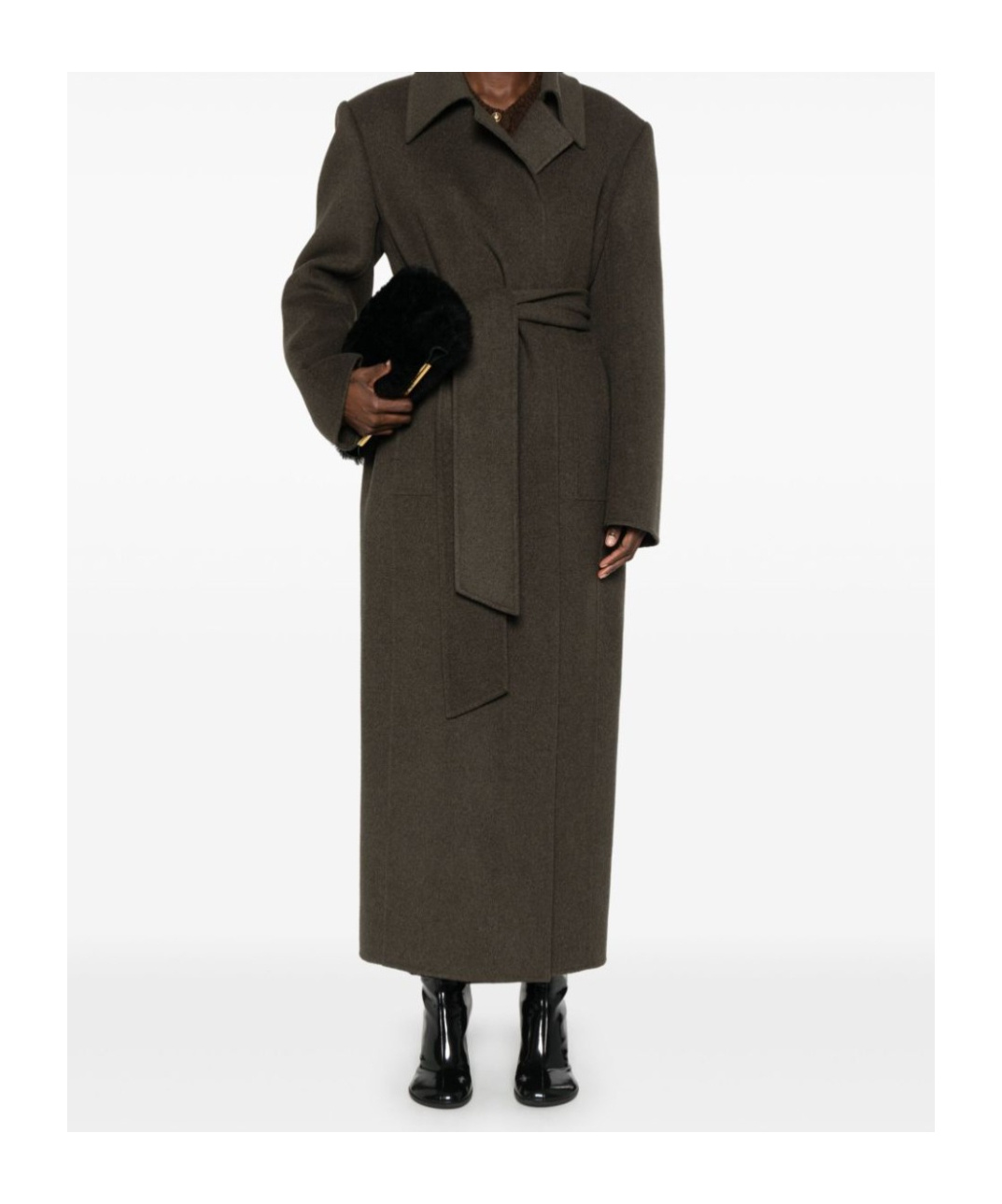 Shop Khaite Long-sleeved Coat In Black