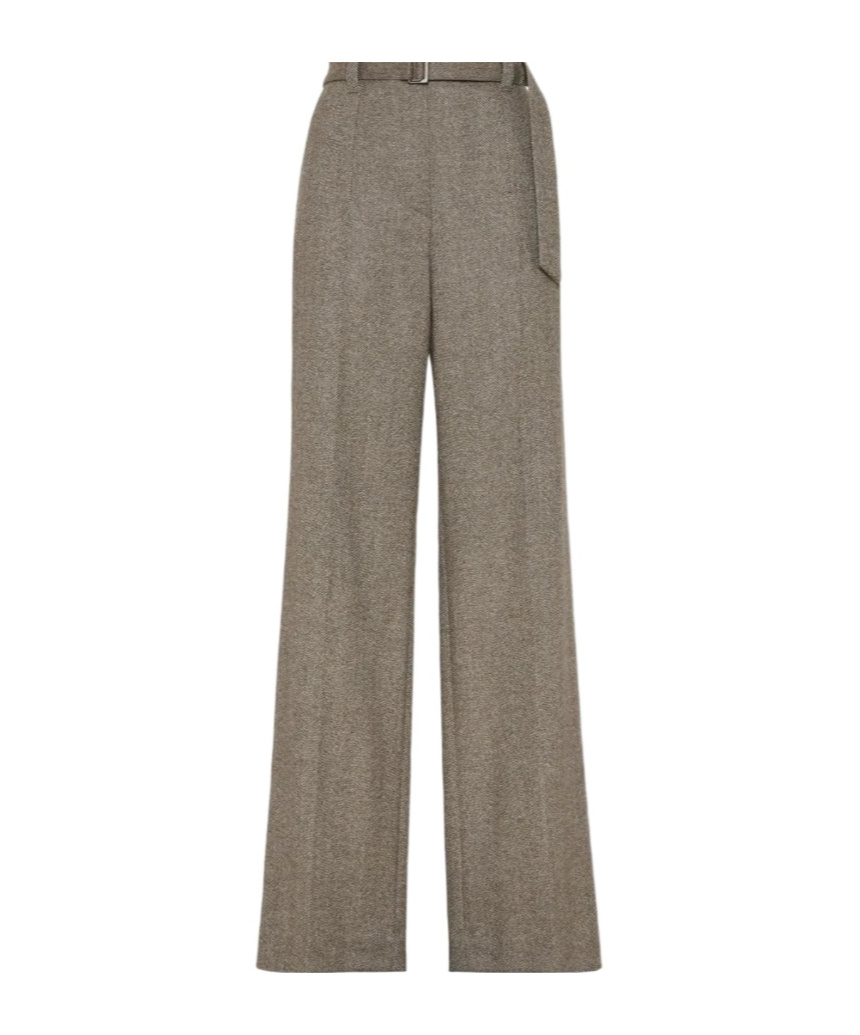 Brunello Cucinelli Herringbone-pattern Pressed-crease Trousers In Gray