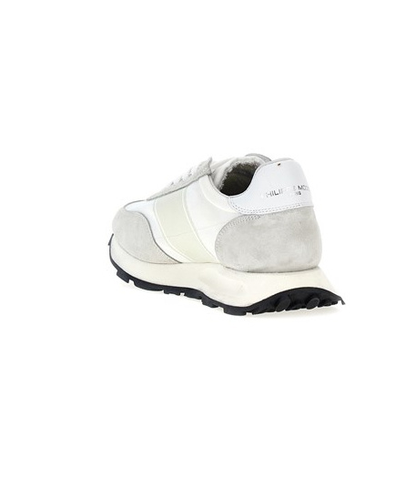 Philippe Model Low-top Rubber Sole Sneakers With Suede Overlays In White
