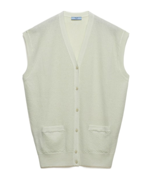 Prada Cashmere Knitted Vest In Marigold Color
