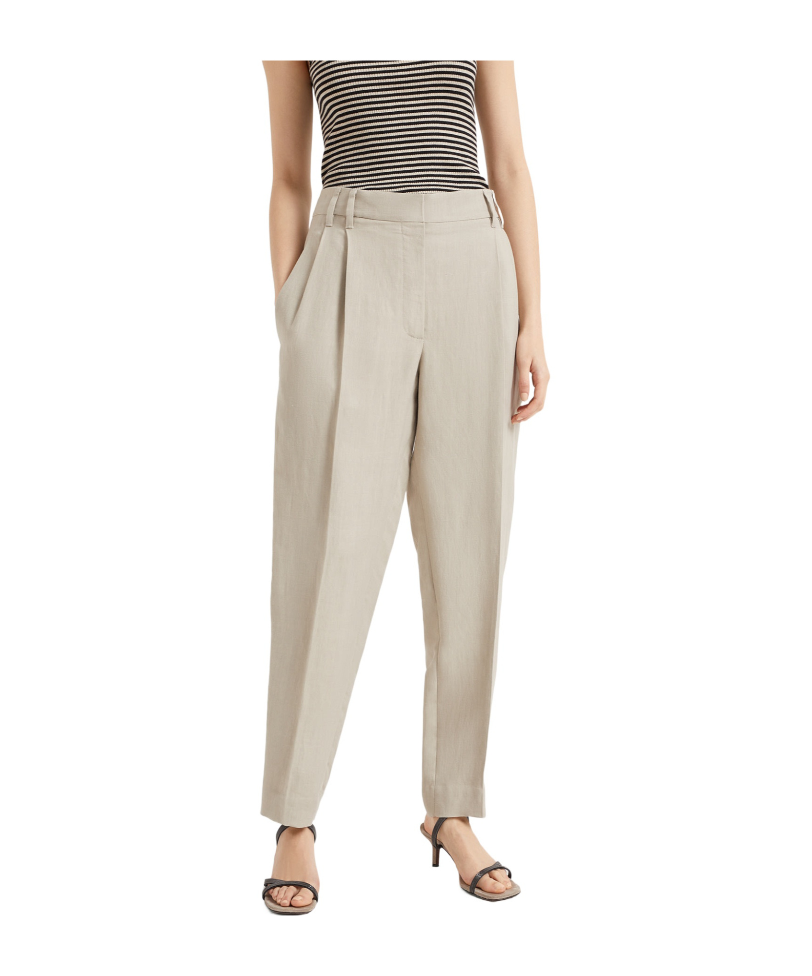 Brunello Cucinelli Twill Slouchy Trousers In Nude