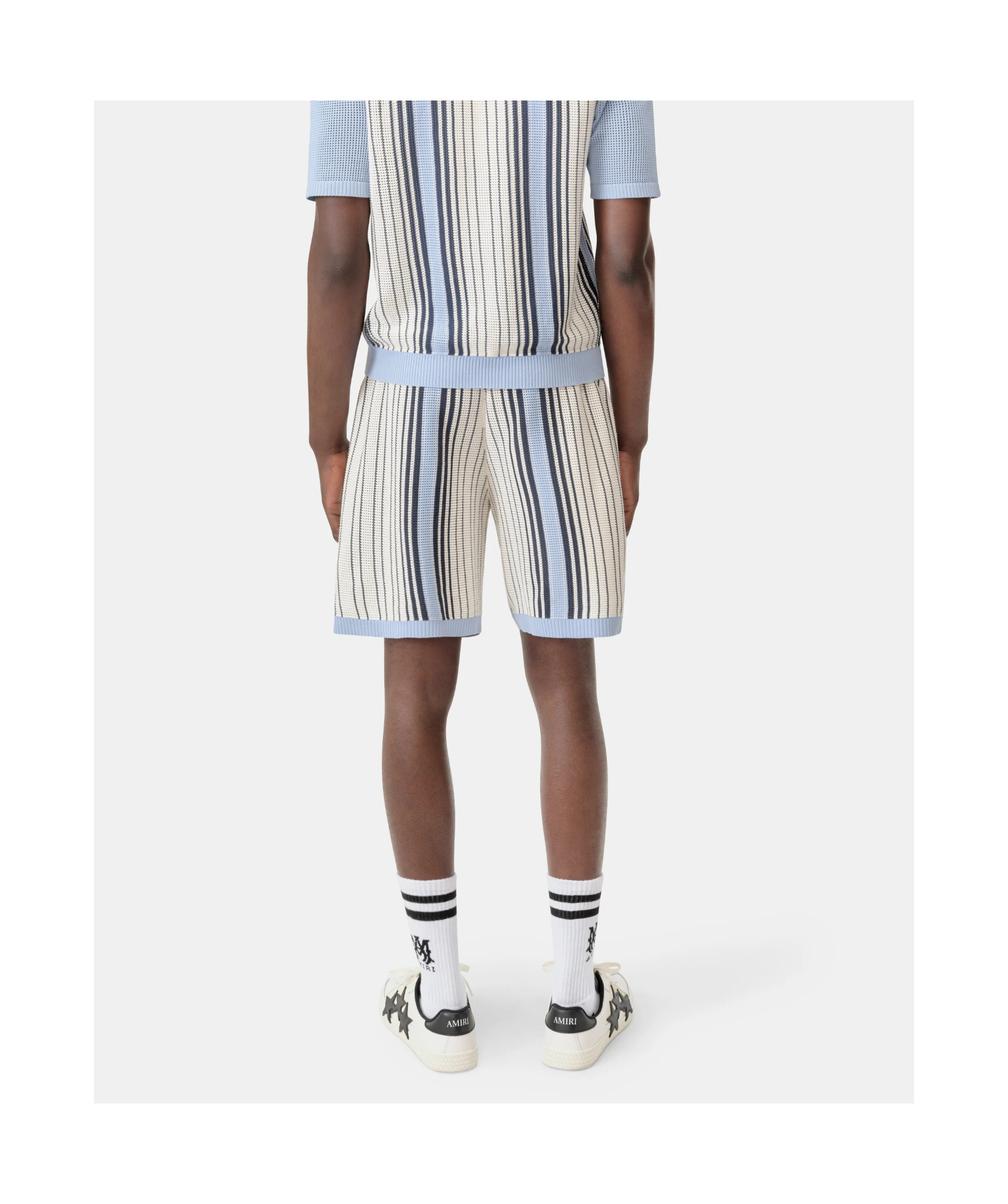 Amiri Script Stripe Knitted Shorts Drawstring In Multi