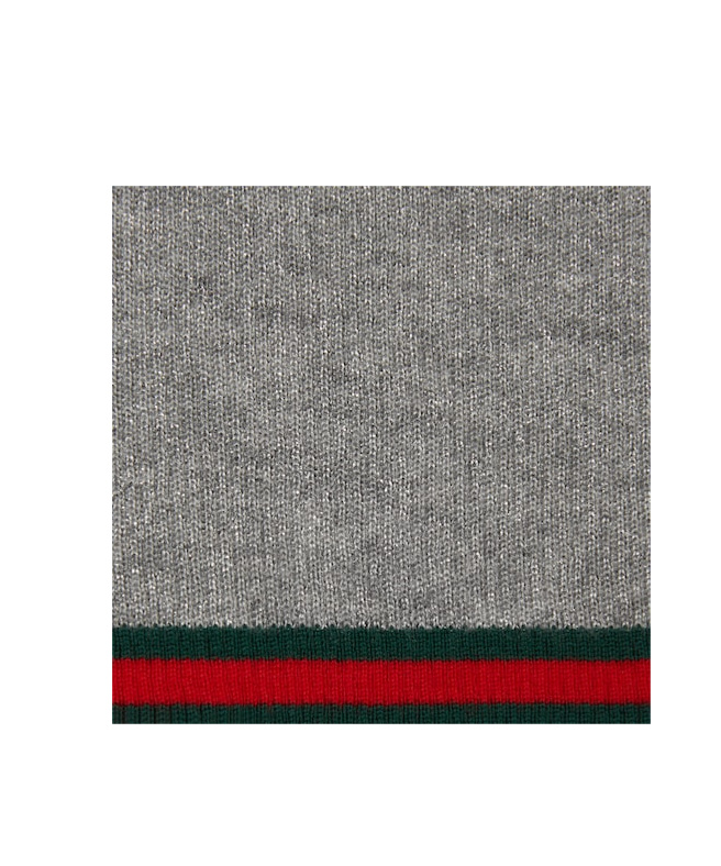 Gucci Cashmere And Silk Polo Top With Web In Gray