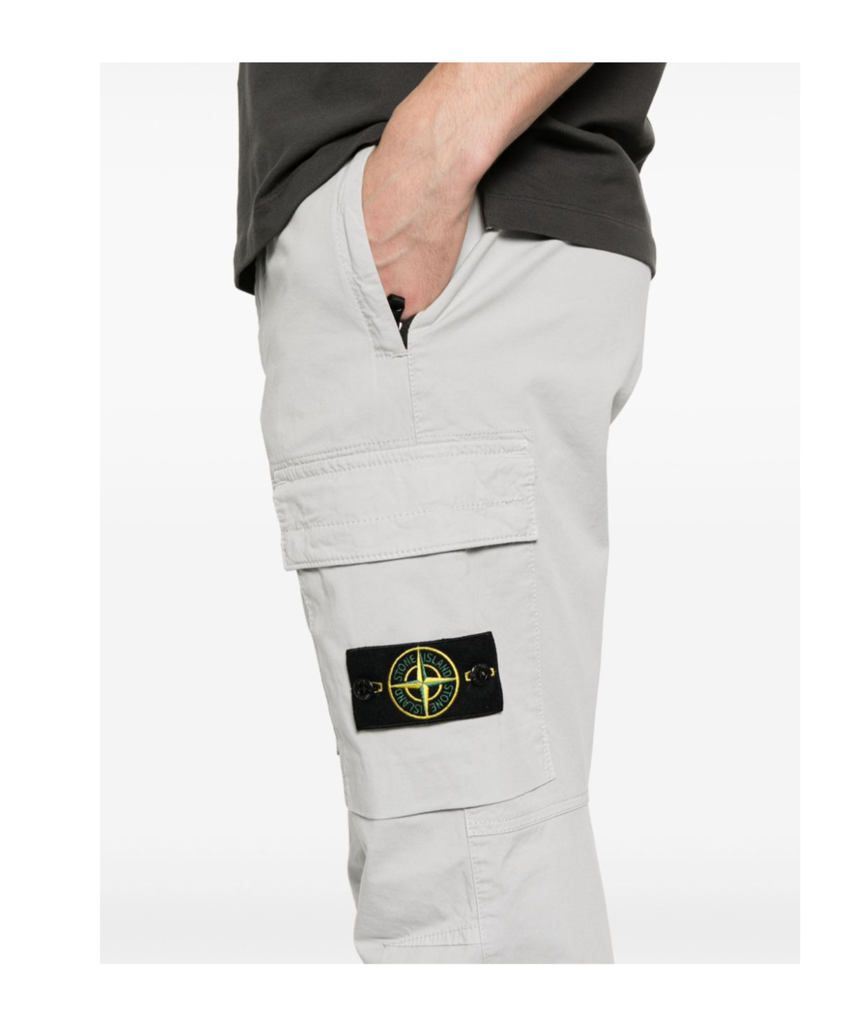 Stone Island Tapered Leg Cargo Trousers In Gray