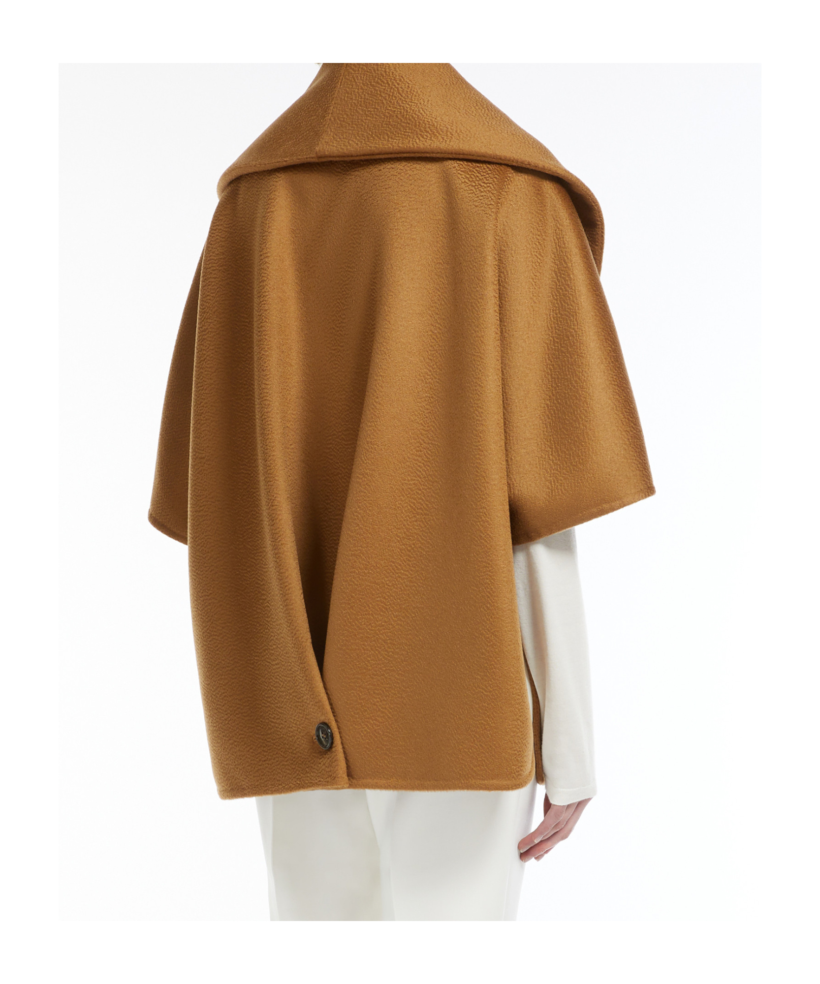 Max Mara Short-sleeved Cashmere Cape In Hazelnut Brown