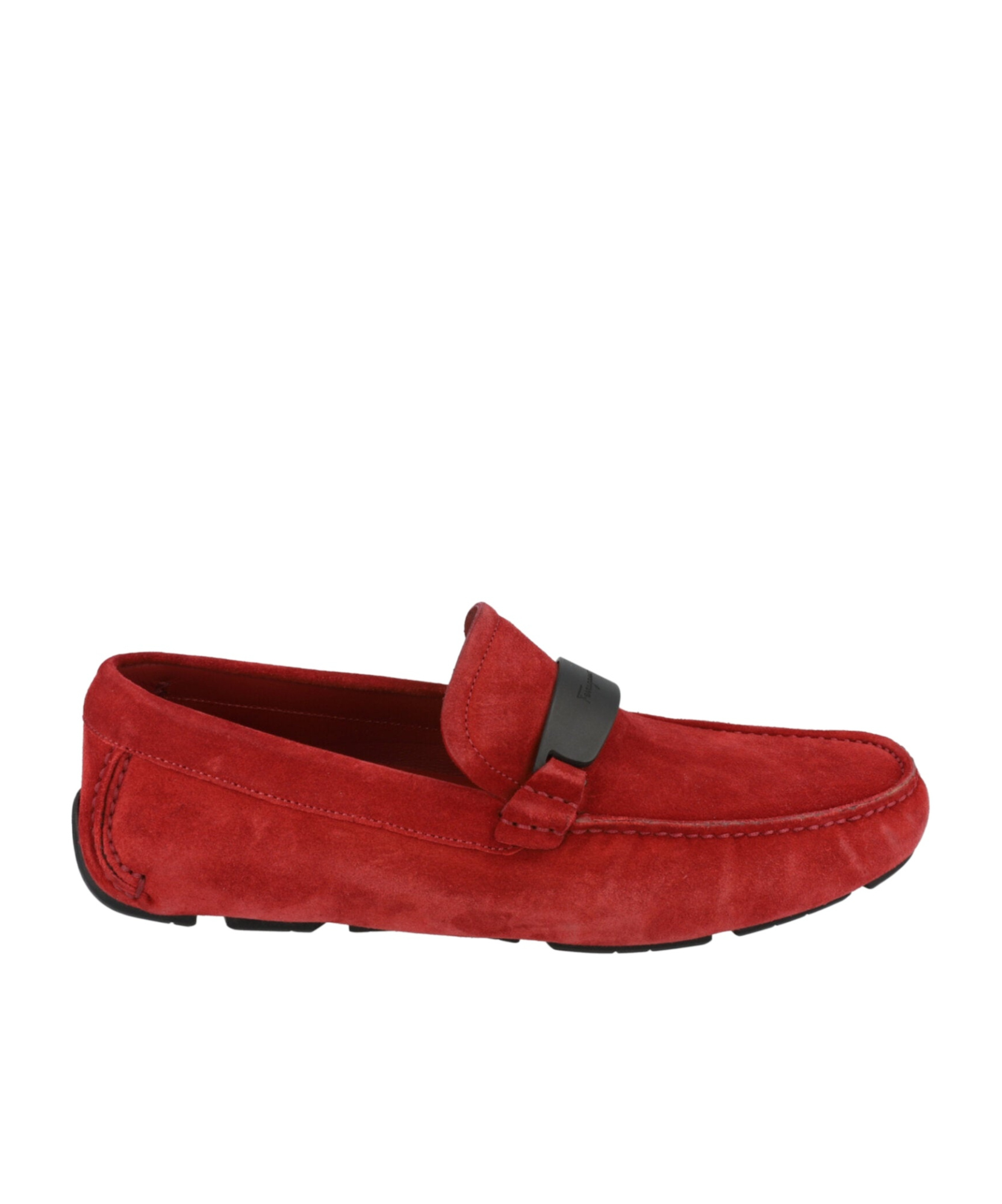 Ferragamo Switch Suede Drivers In Red