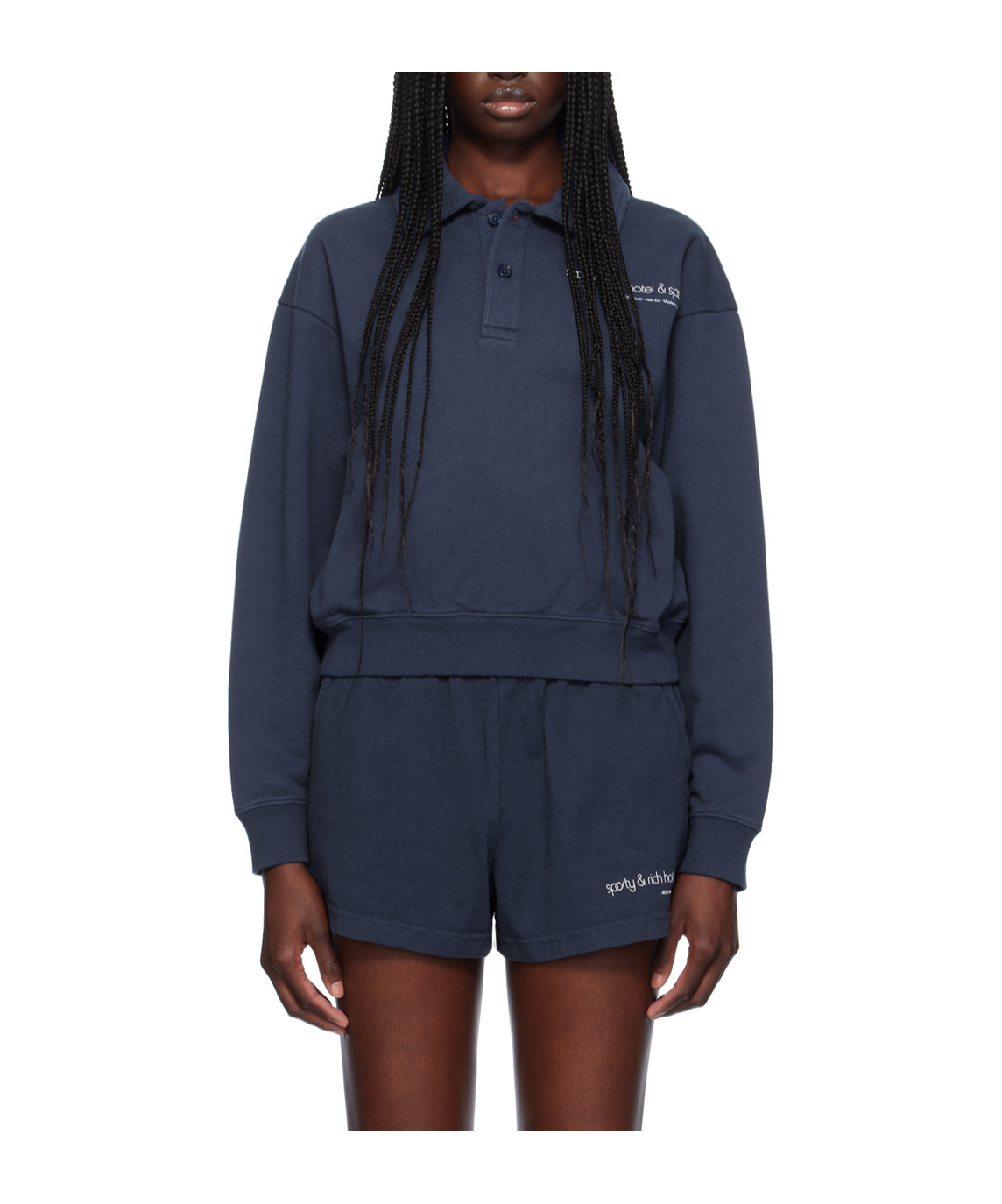 Shop Sporty And Rich Spa Long-sleeved Polo Shirt In Blue
