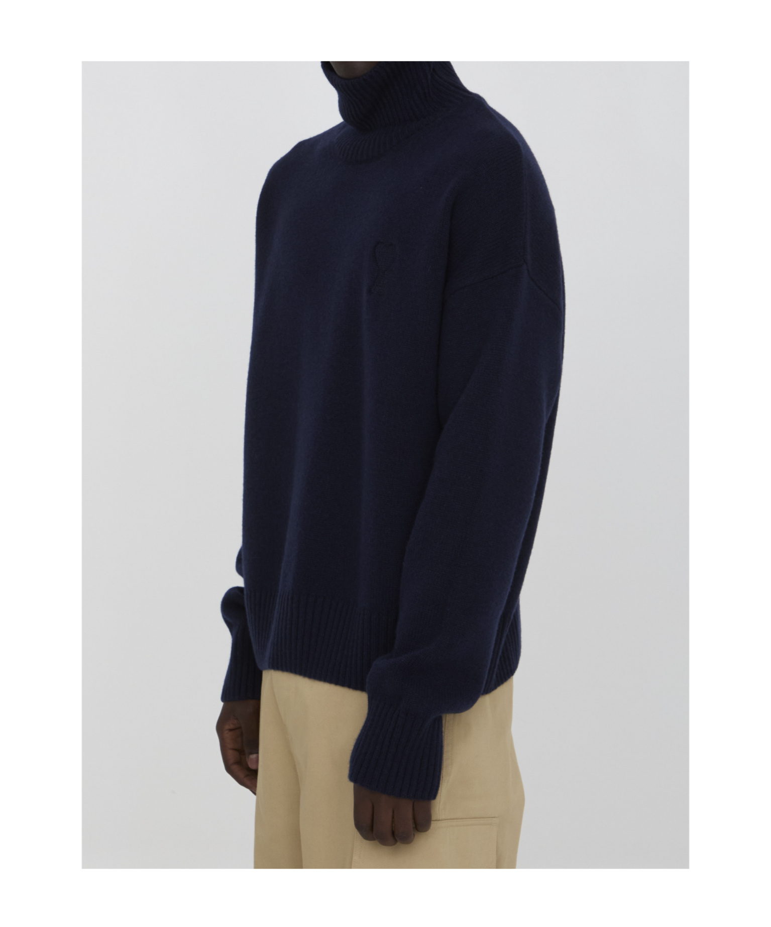Ami Alexandre Mattiussi Heart Friend Turtleneck Sweater Blend In Black