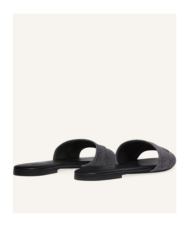 Courrèges Leather Square Toe Flat Sandals