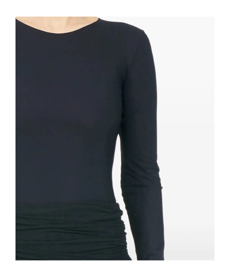 Mm6 Maison Margiela Pleated Draped Midi Skirt In Black