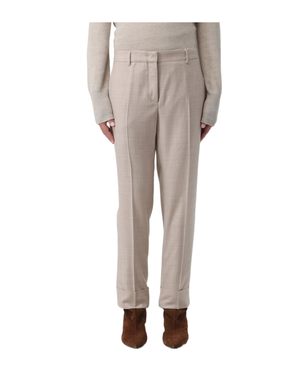 Shop Incotex Mid-rise Cropped Trousers In Nude