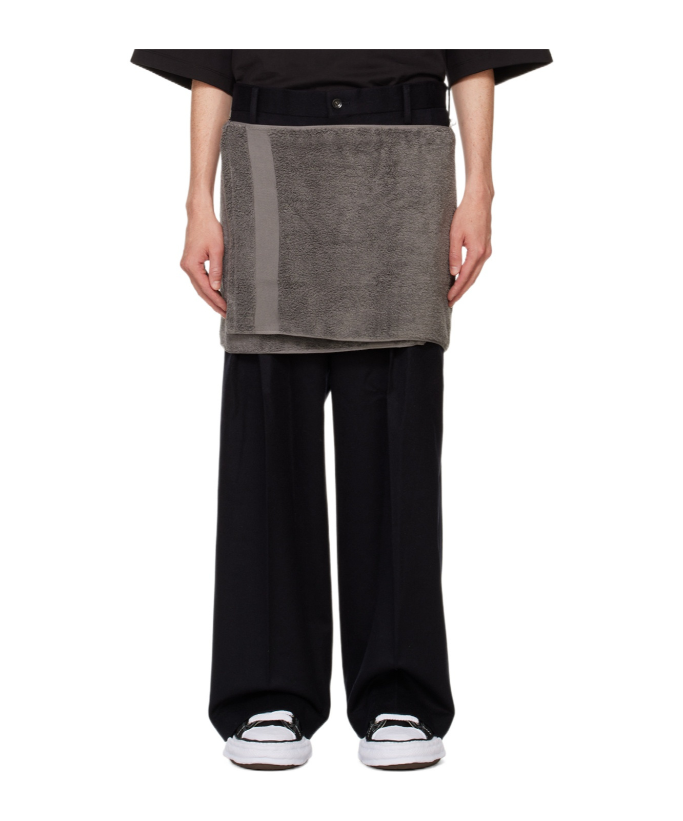 Doublet Onsen Towel Felted-finish Trousers In Black
