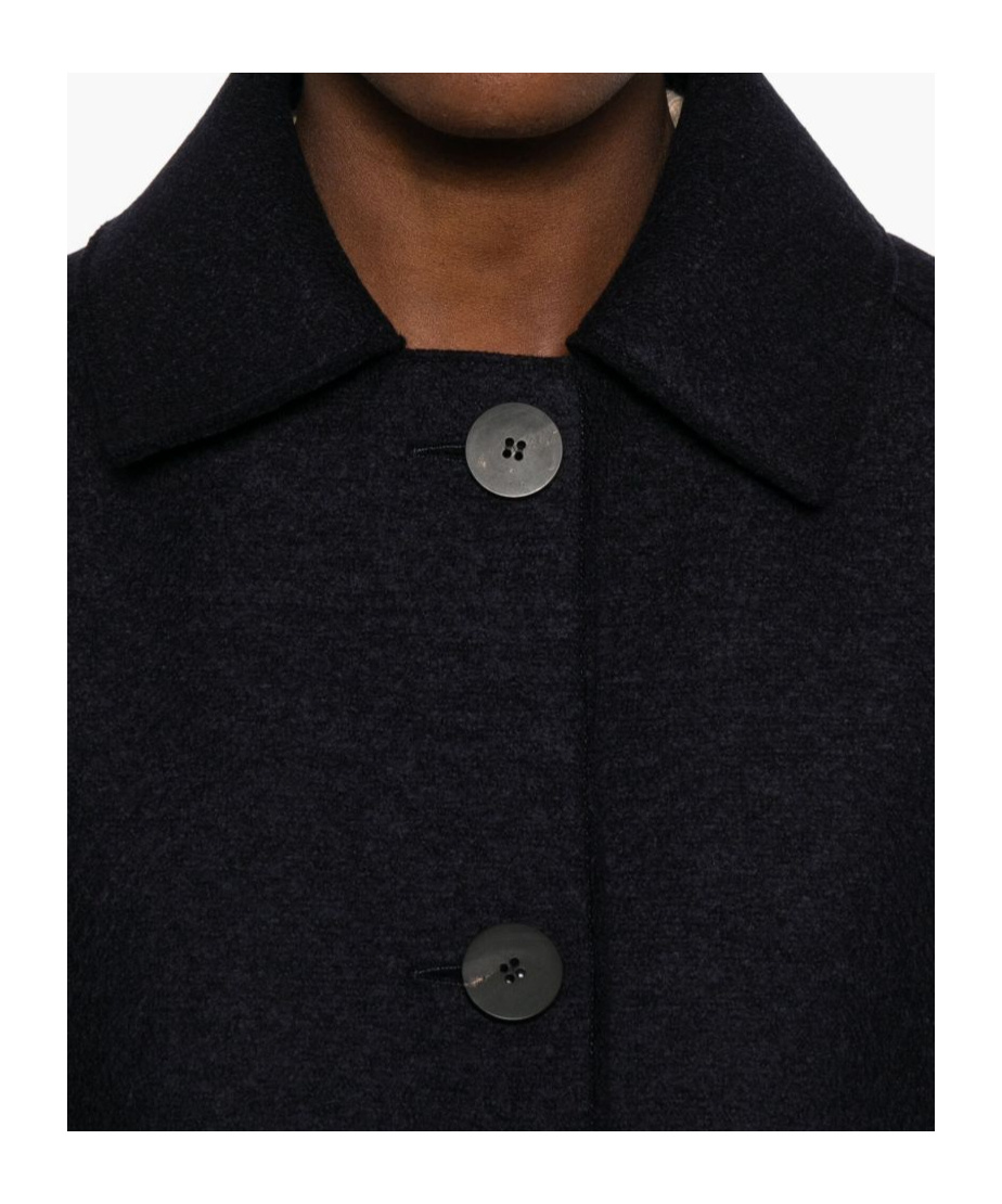 Harris Wharf London Navy Blue Button-front Coat In Blue