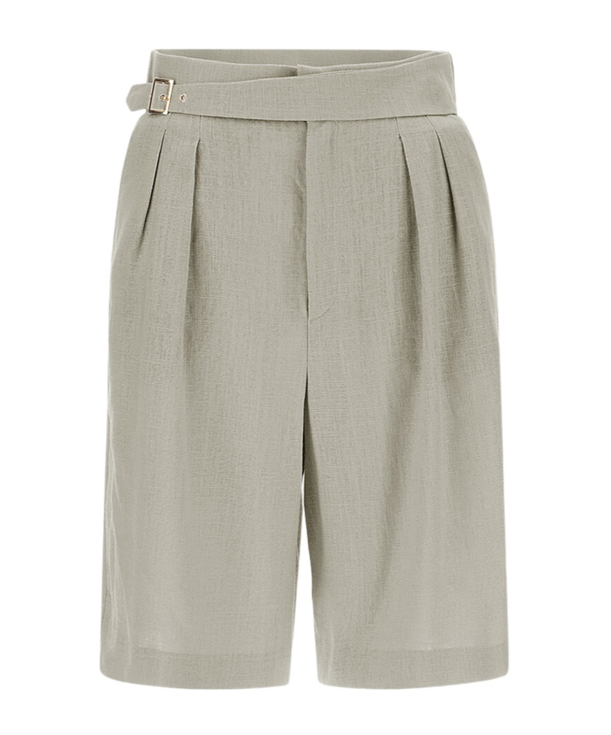Herno Pleated Belted Shorts In Gray